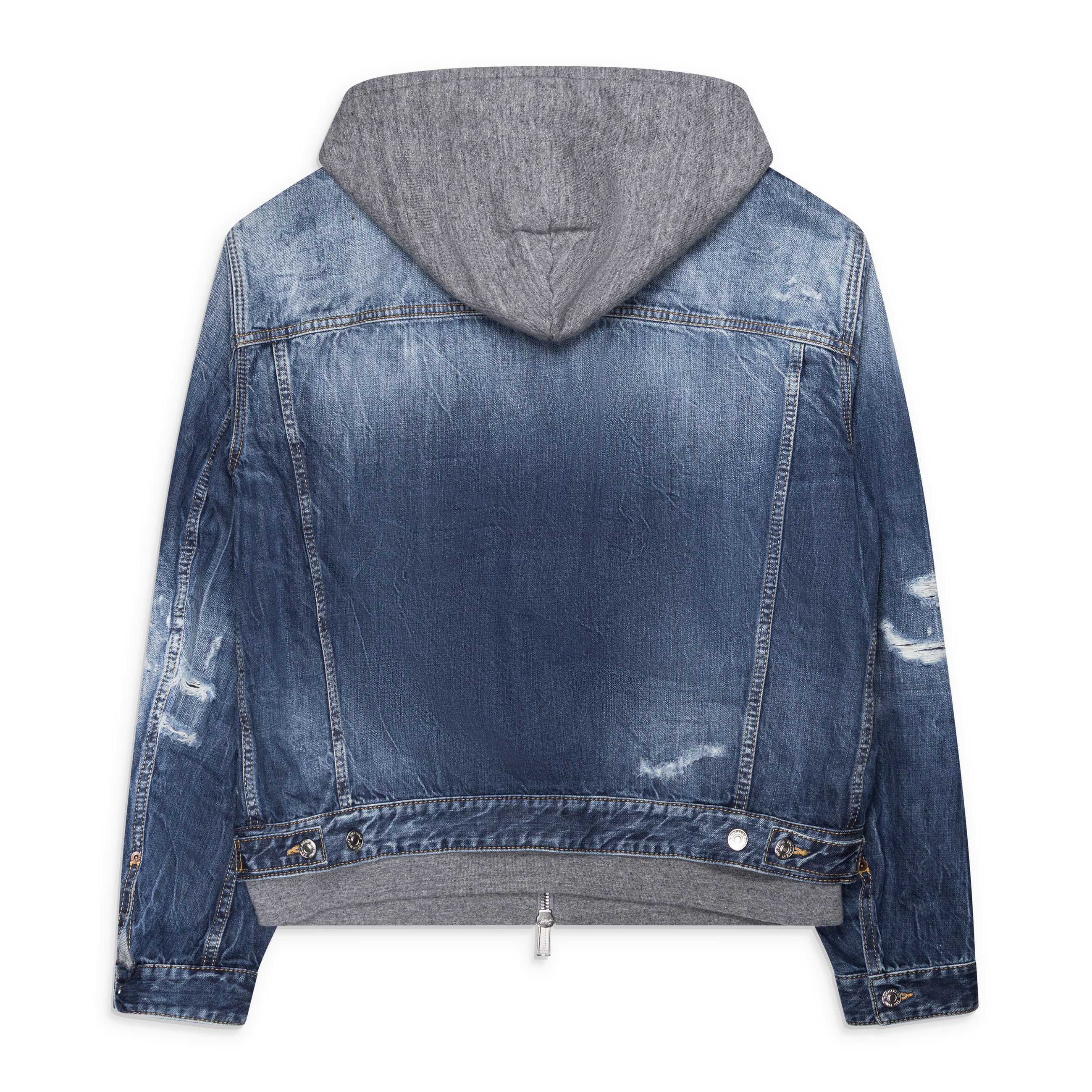 Dsquared2 Hooded Distressed Denim Jacket Blue