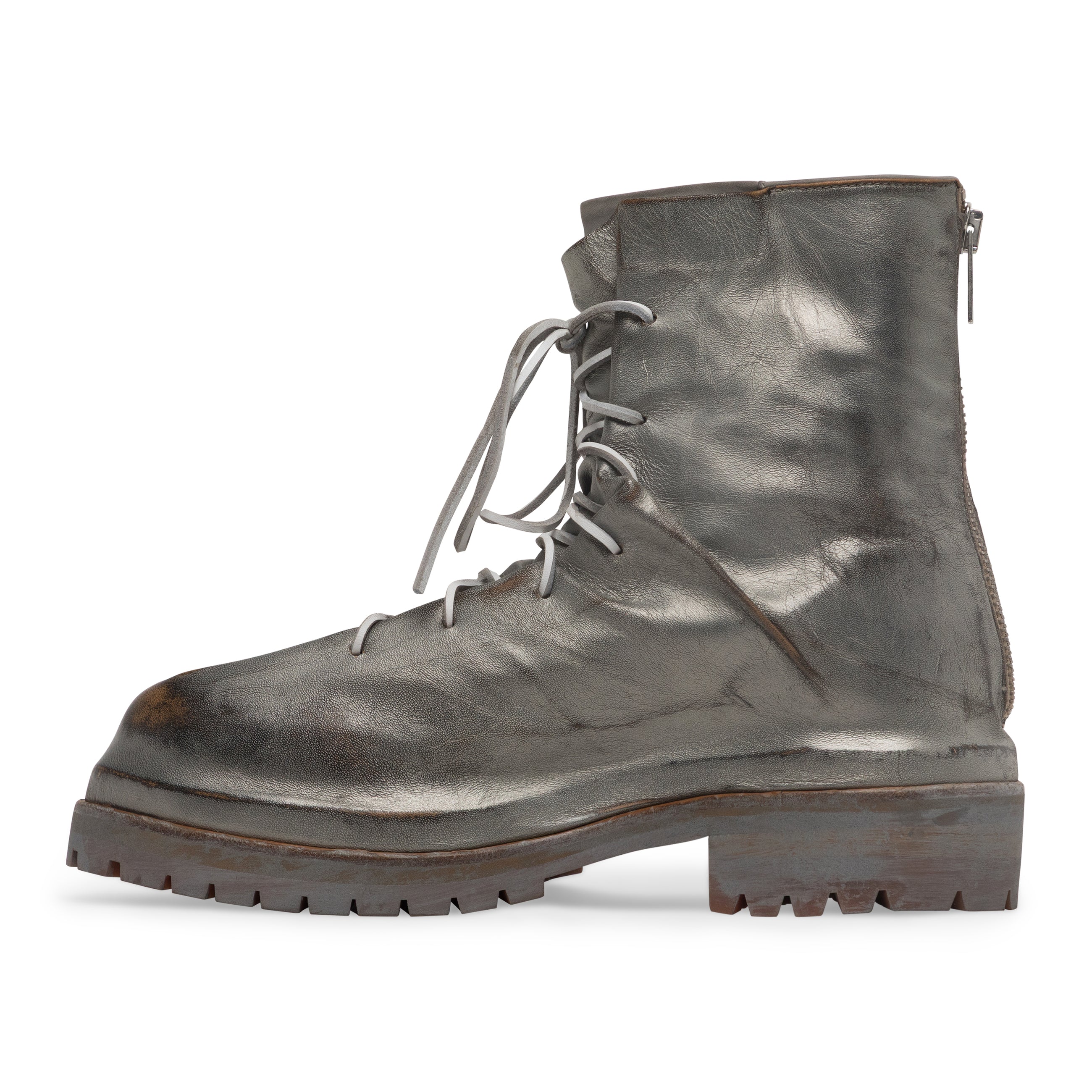424 Laced Up Boots Silver