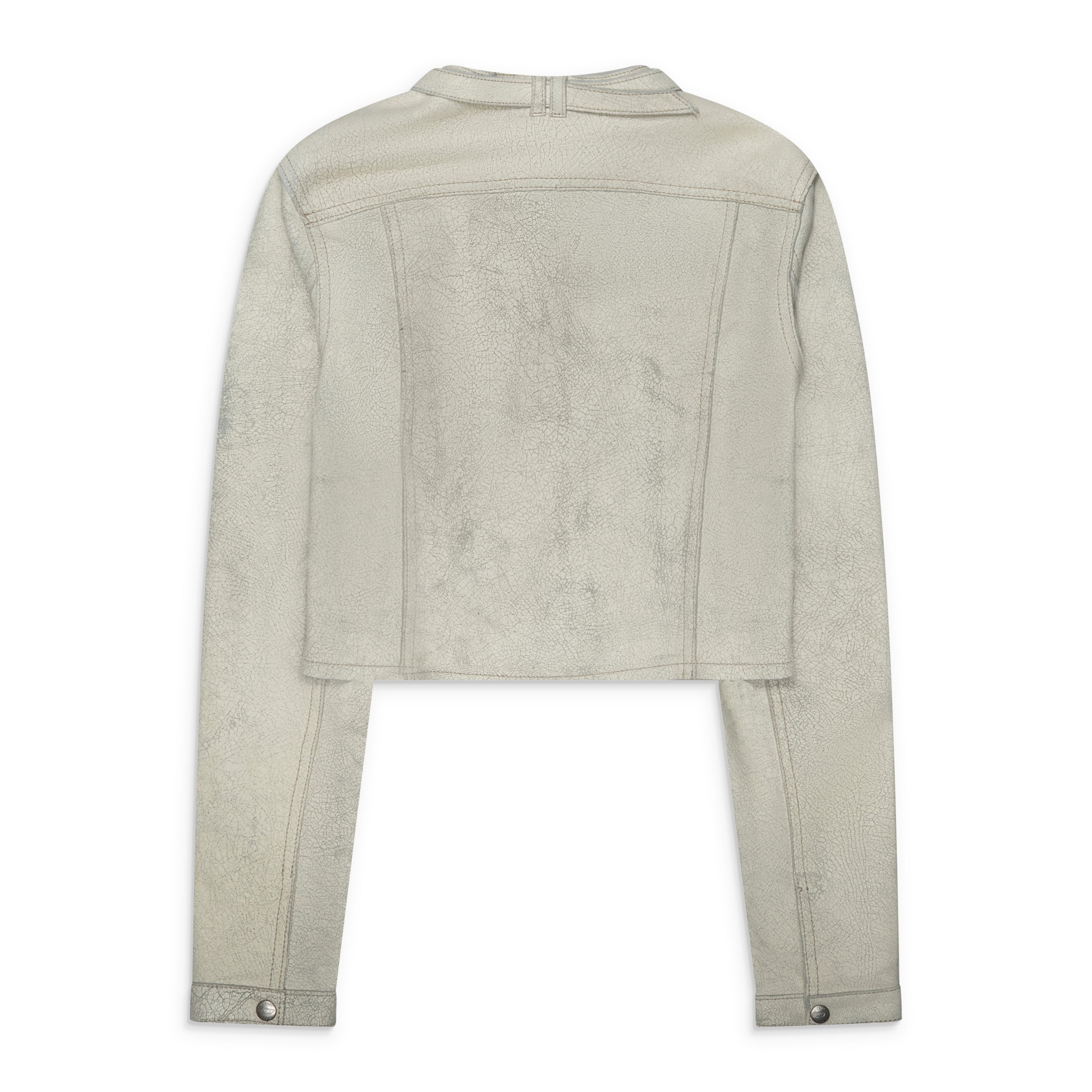 Diesel Treated Leather Cropped Jacket White