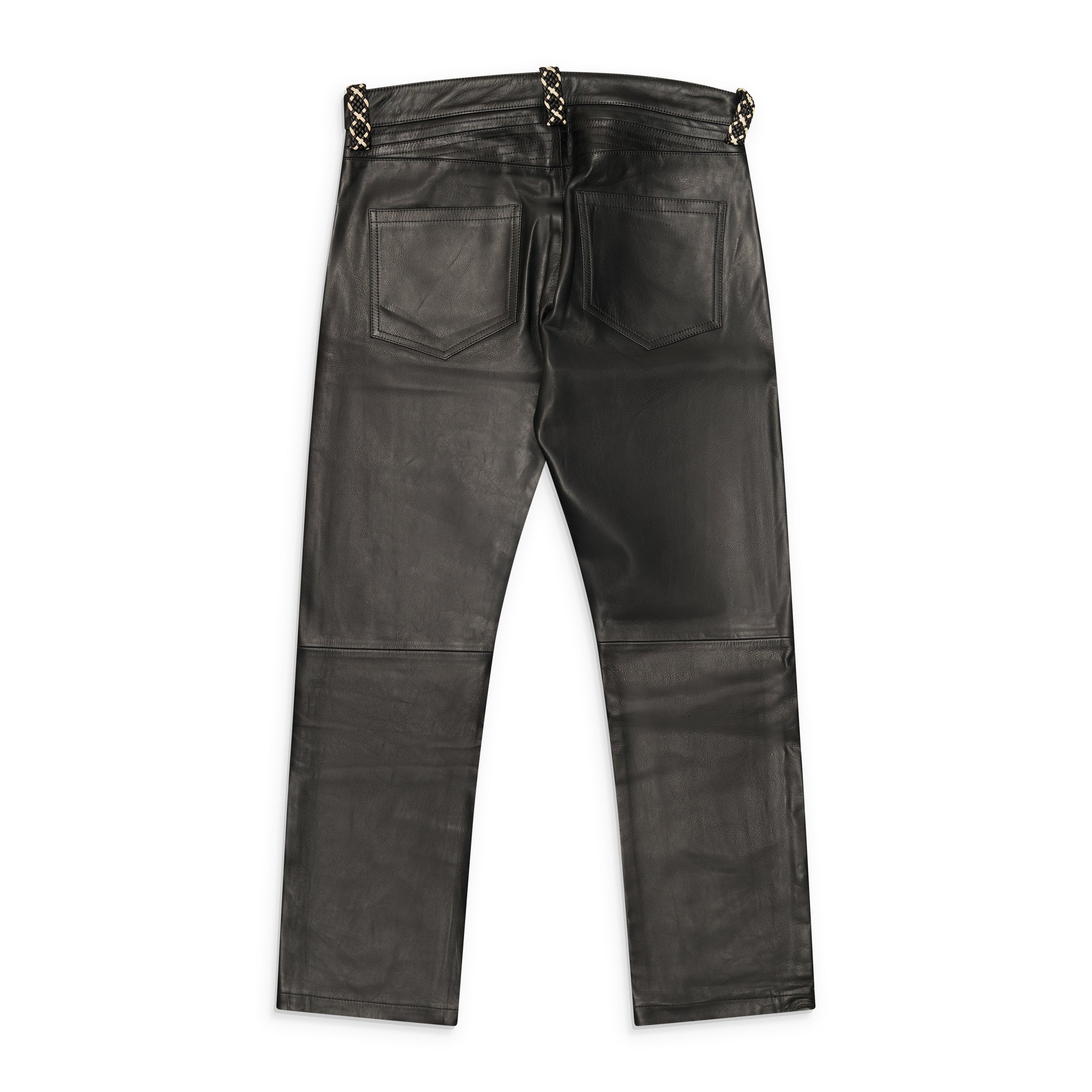 Enfants Riches Deprimes Moto Fly Straight Leg Leather Jeans Black