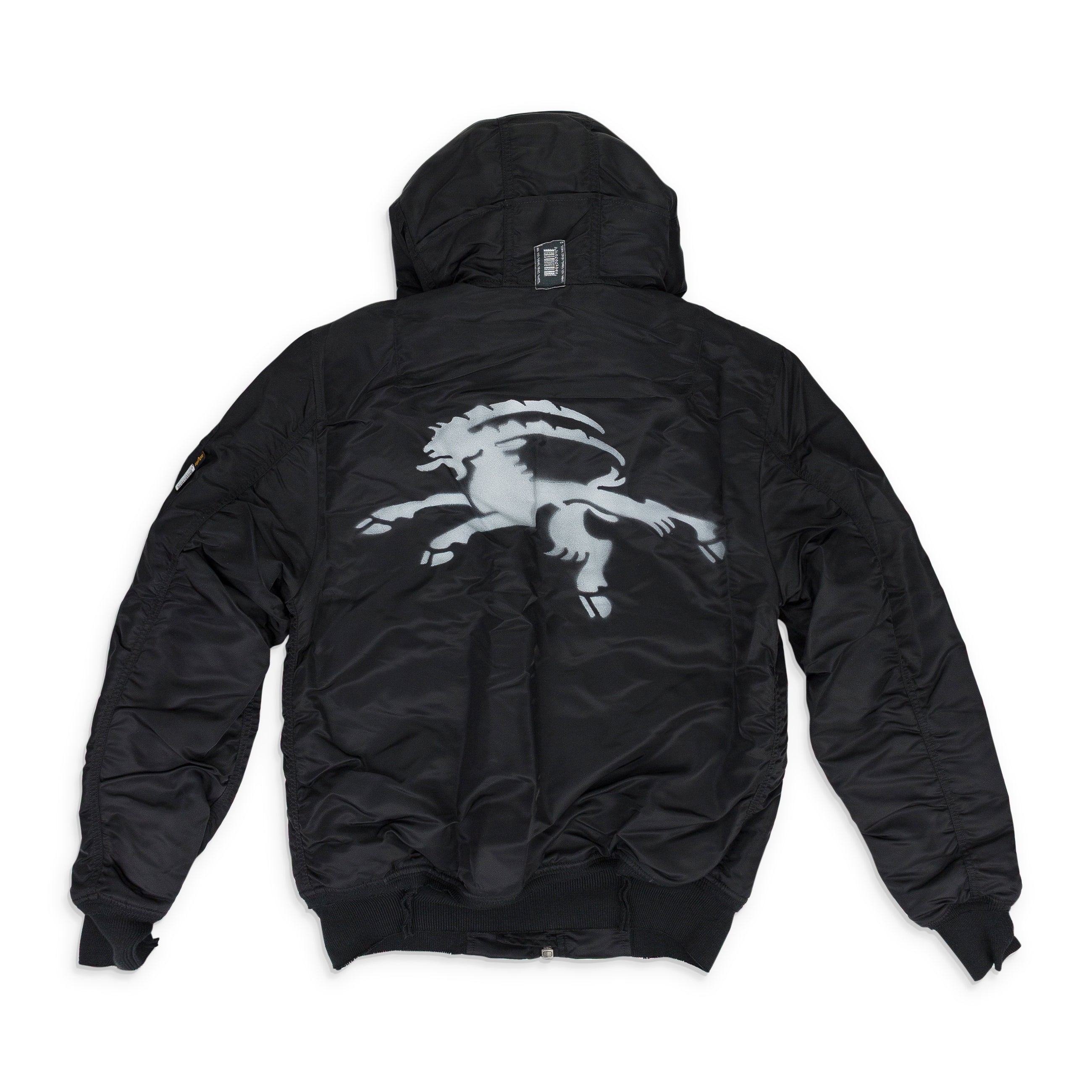 Prototypes Technical Nylon Navy Fixed Hood Bomber Blue