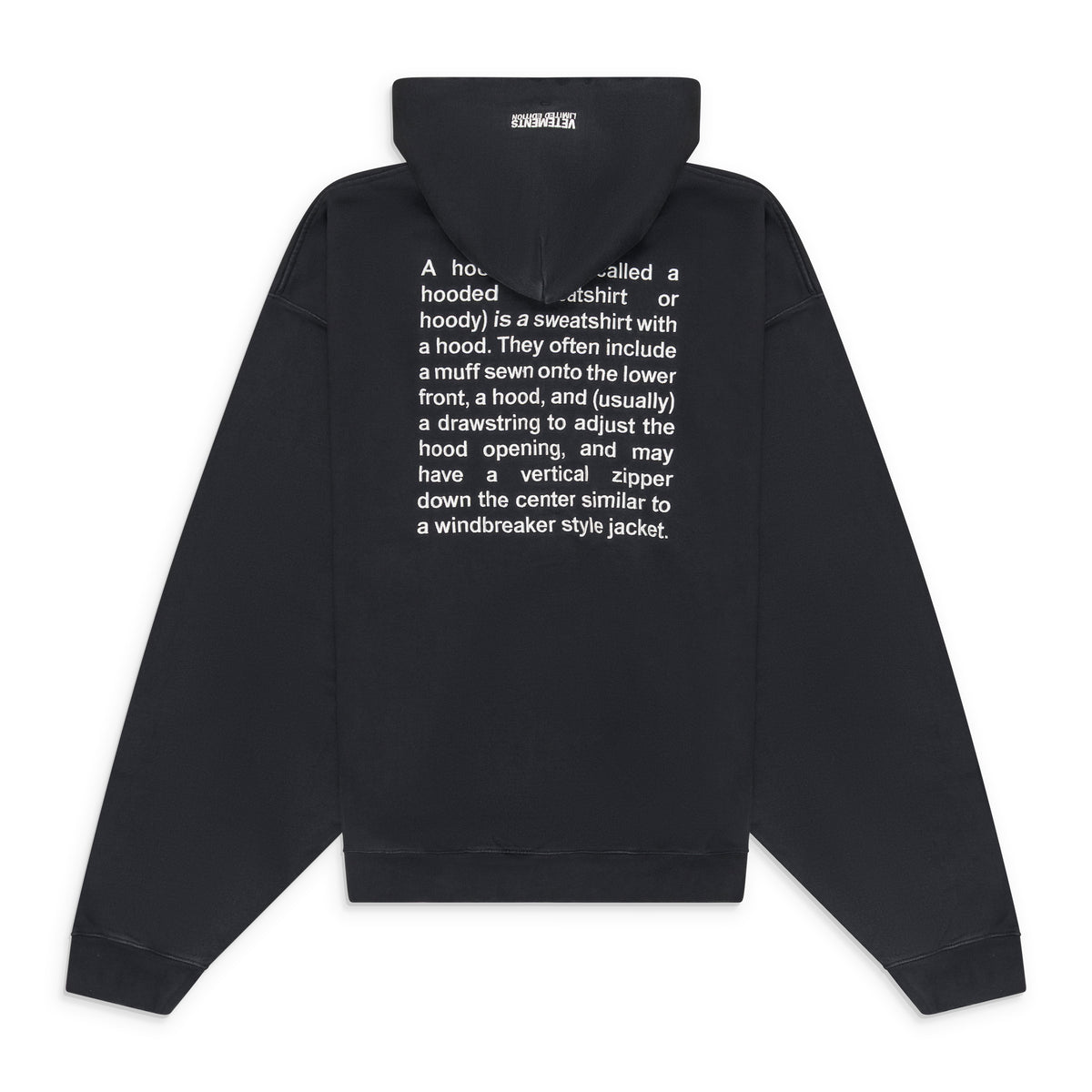 Vetements Embroidered Definition Zip-Up Hoodie Black