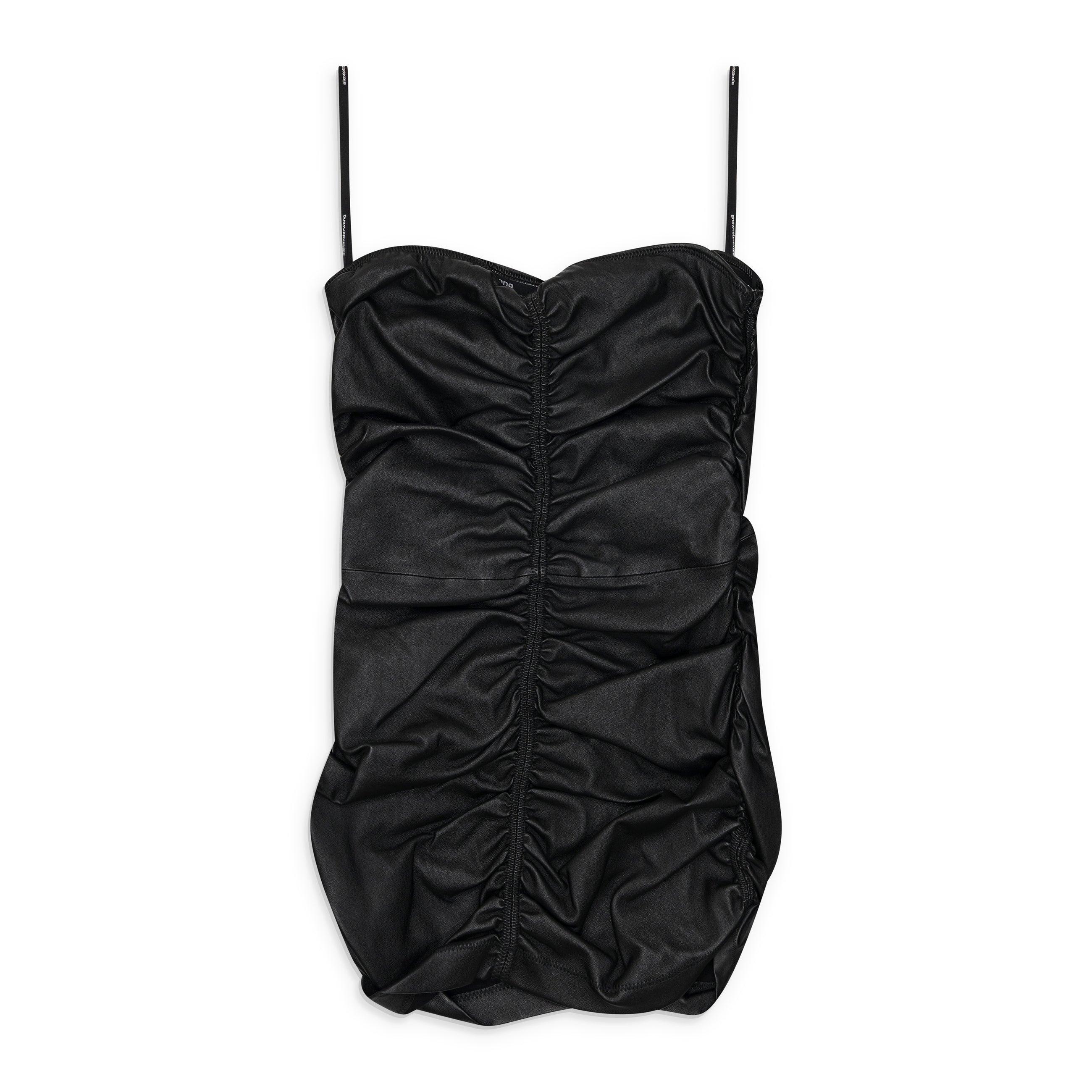 Alexander Wang Ruched Mini Leather Tube Dress Black