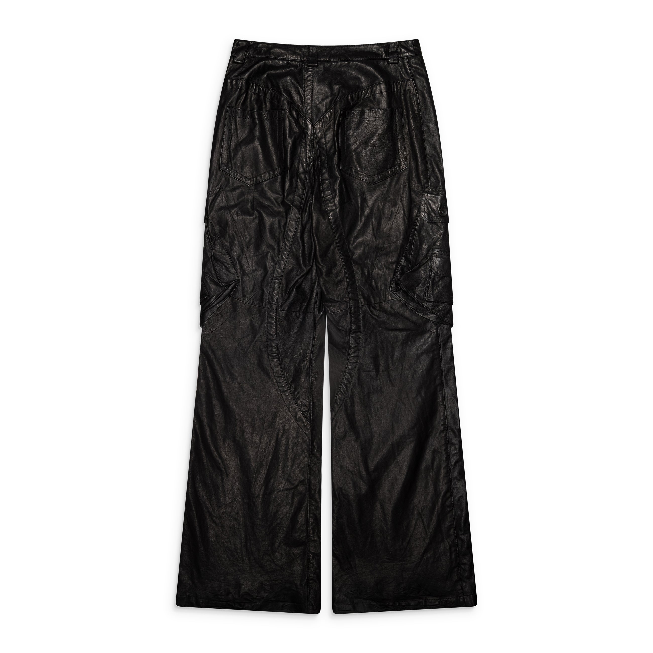 SAN263-1 Cargo Leather Pants Black