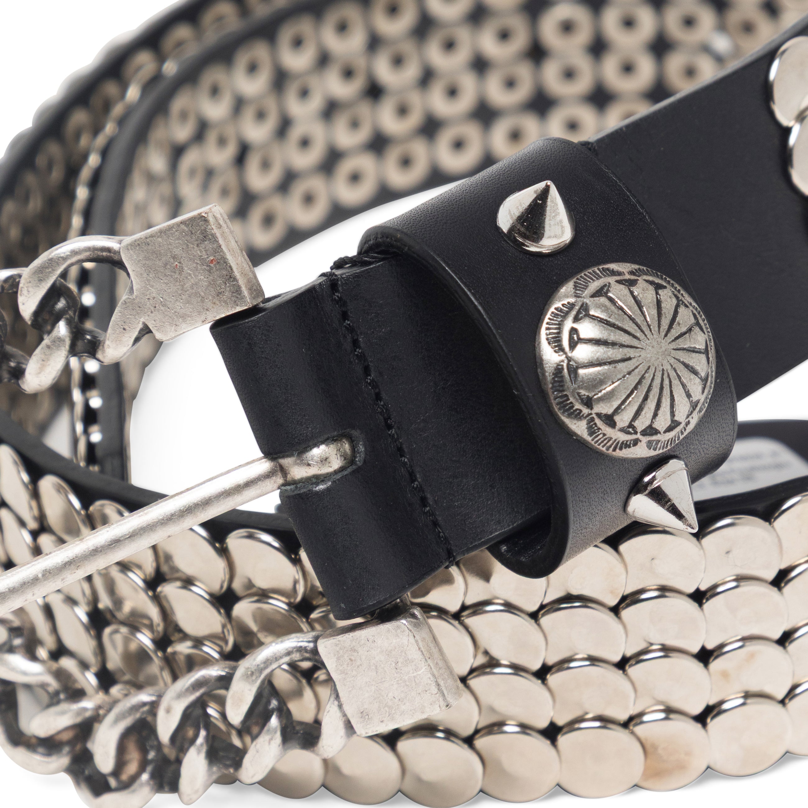 Dilara Findikoglu Chain Buckle Studded Belt Black