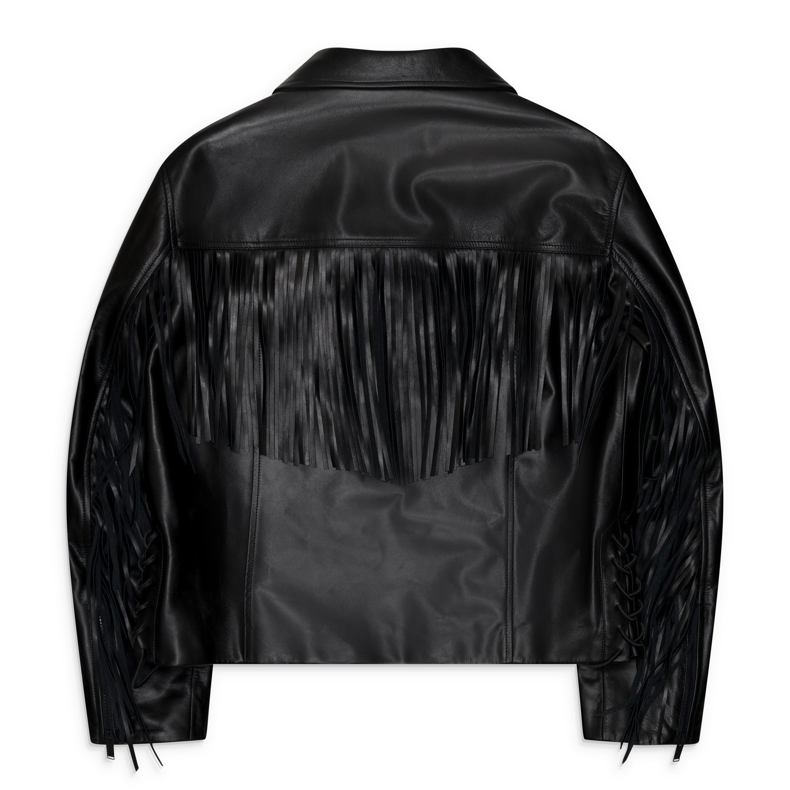 Alexander McQueen Fringed Leather Jacket Black