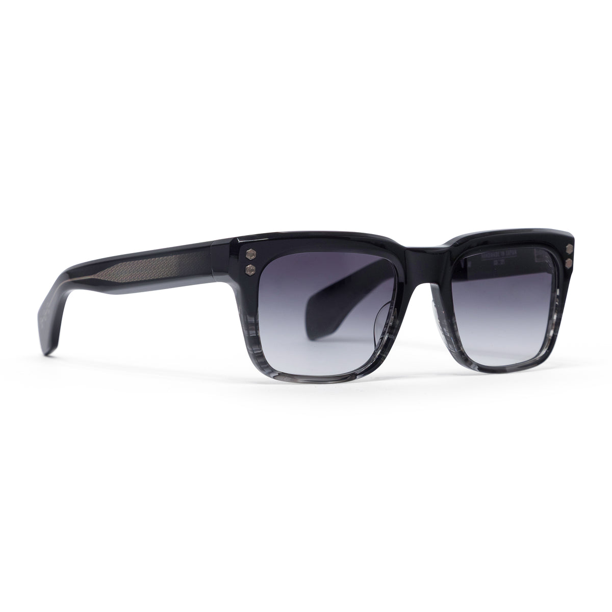 Hoorsenbuhs Model V Eye Wear Black/Grey Tortoise Fade Frame-Sterling Silver Trim/Hardware-Smoke Gradient Lens-Alternative Fit Multicolor