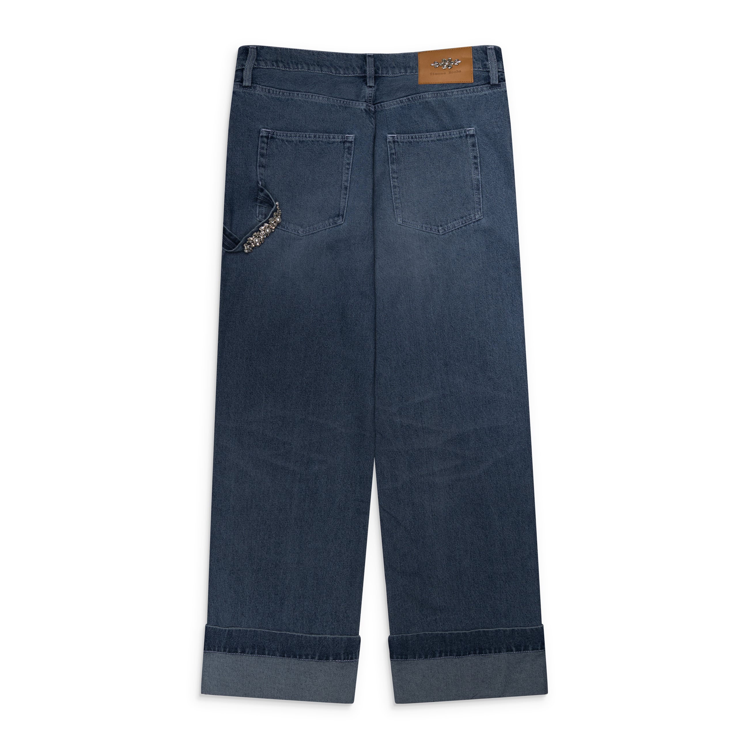 Simone Rocha Straight Leg Jeans W/ Emb Blue