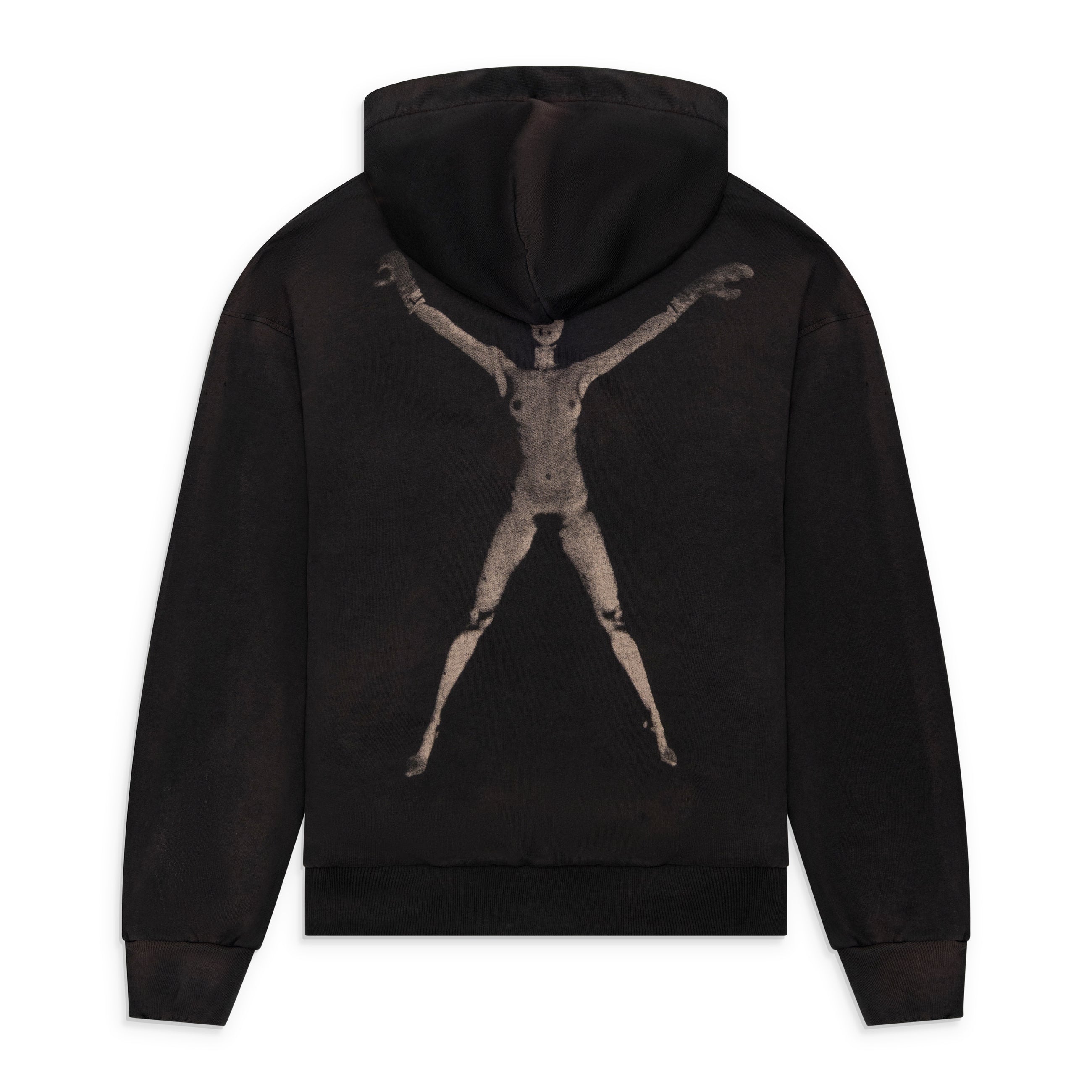 Enfants Riches Deprimes Stretched Out Thermal Lined Lined Zip Up Hoodie Washed Black