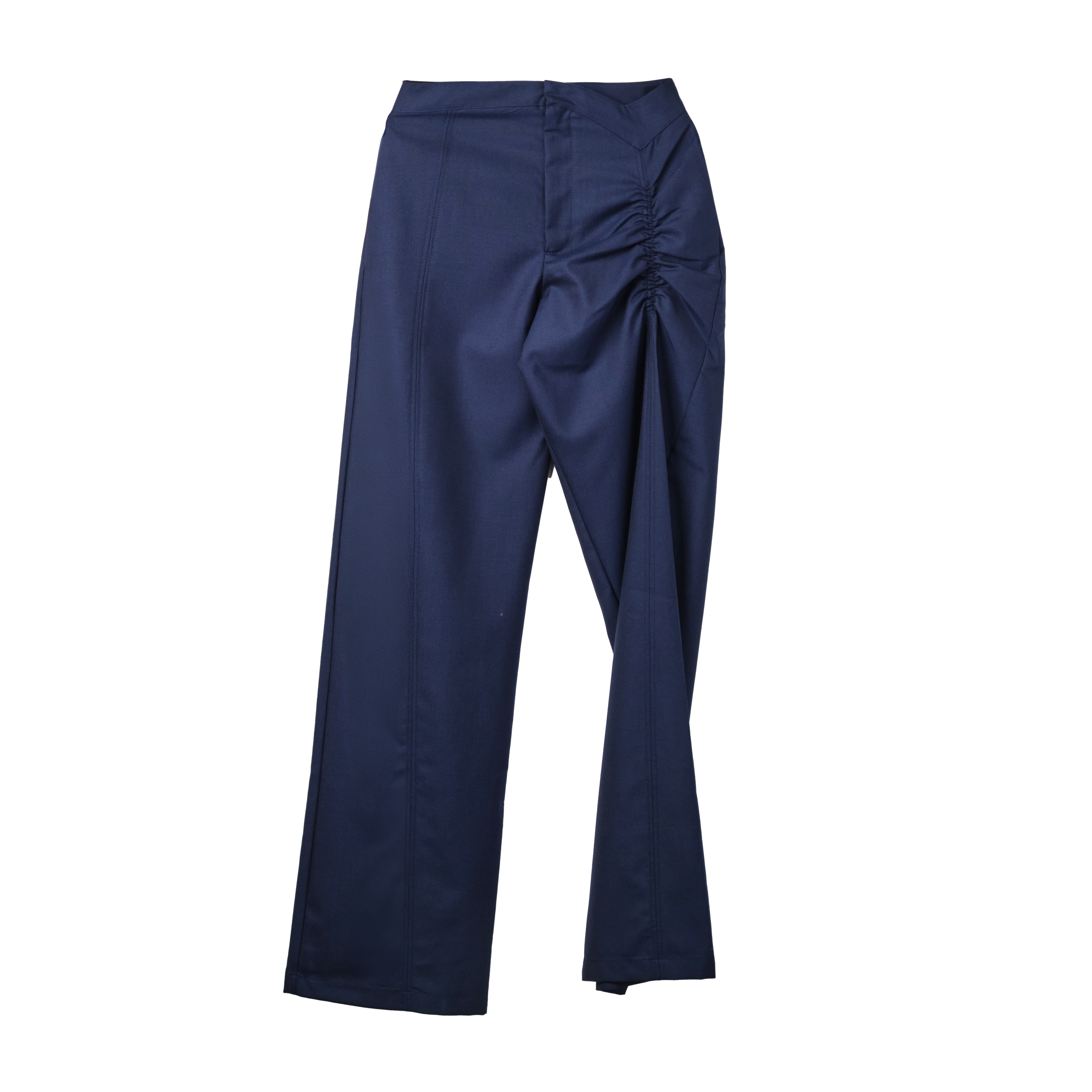 Mainline:Rus/Fr.Ca/De Tailored Trousers With V-Waistband And Gathering Detail Pants Blue 5426