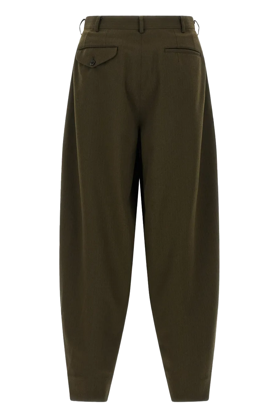Cdg Homme Plus Wool Pleated Trousers 1-Khaki