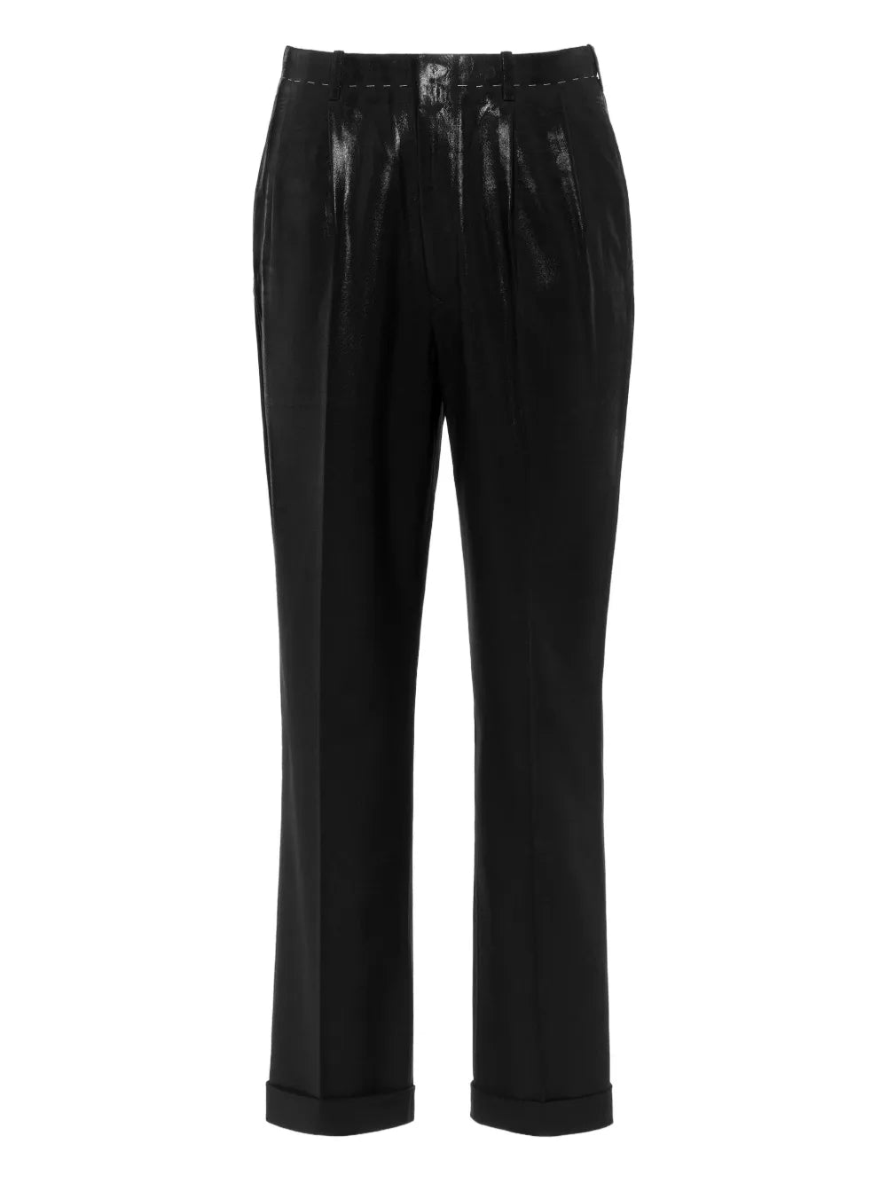 Maison Margiela Coated Pleated Trousers Black