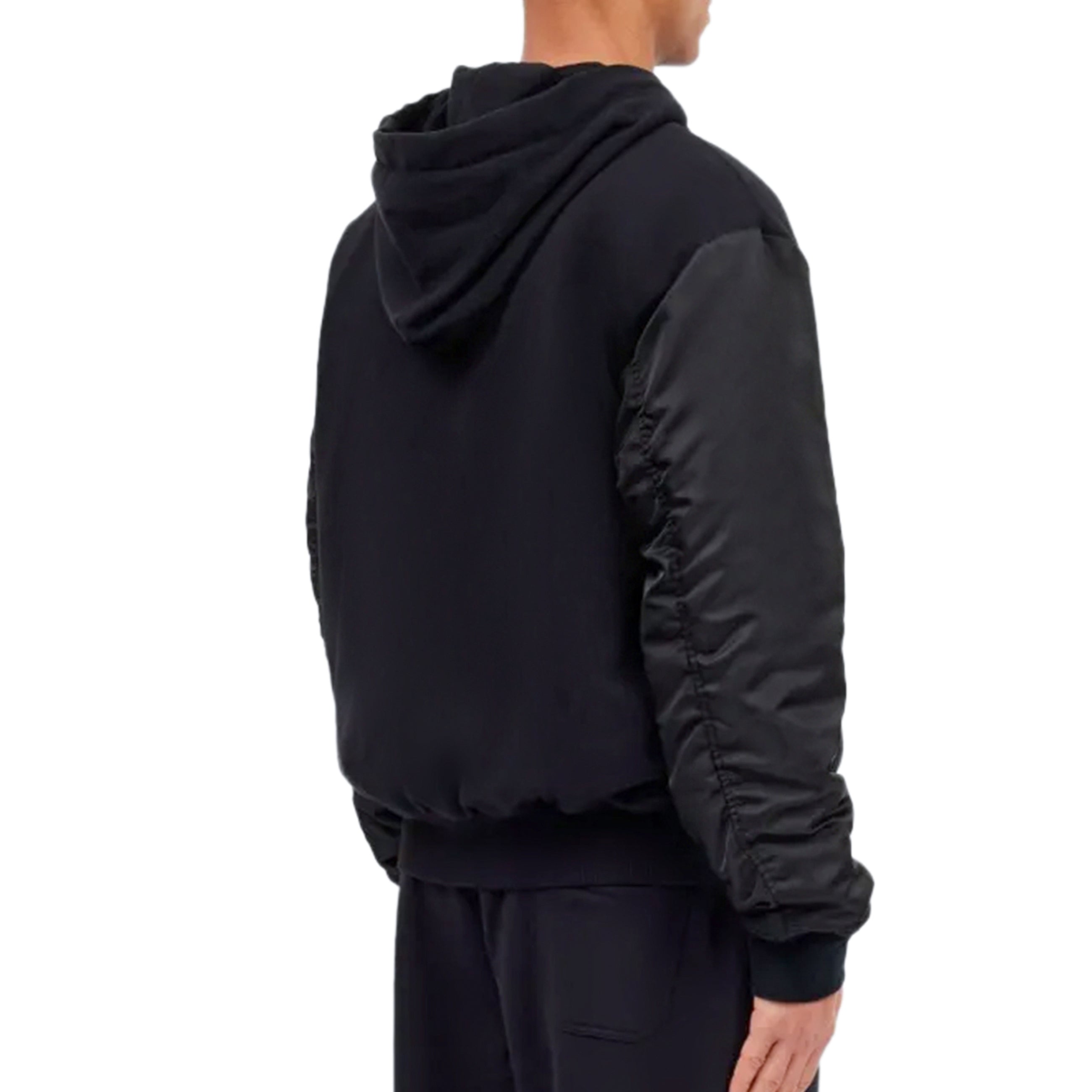 MM6 Maison Margiela Zip Hoodie With Nylon Sleeves Black