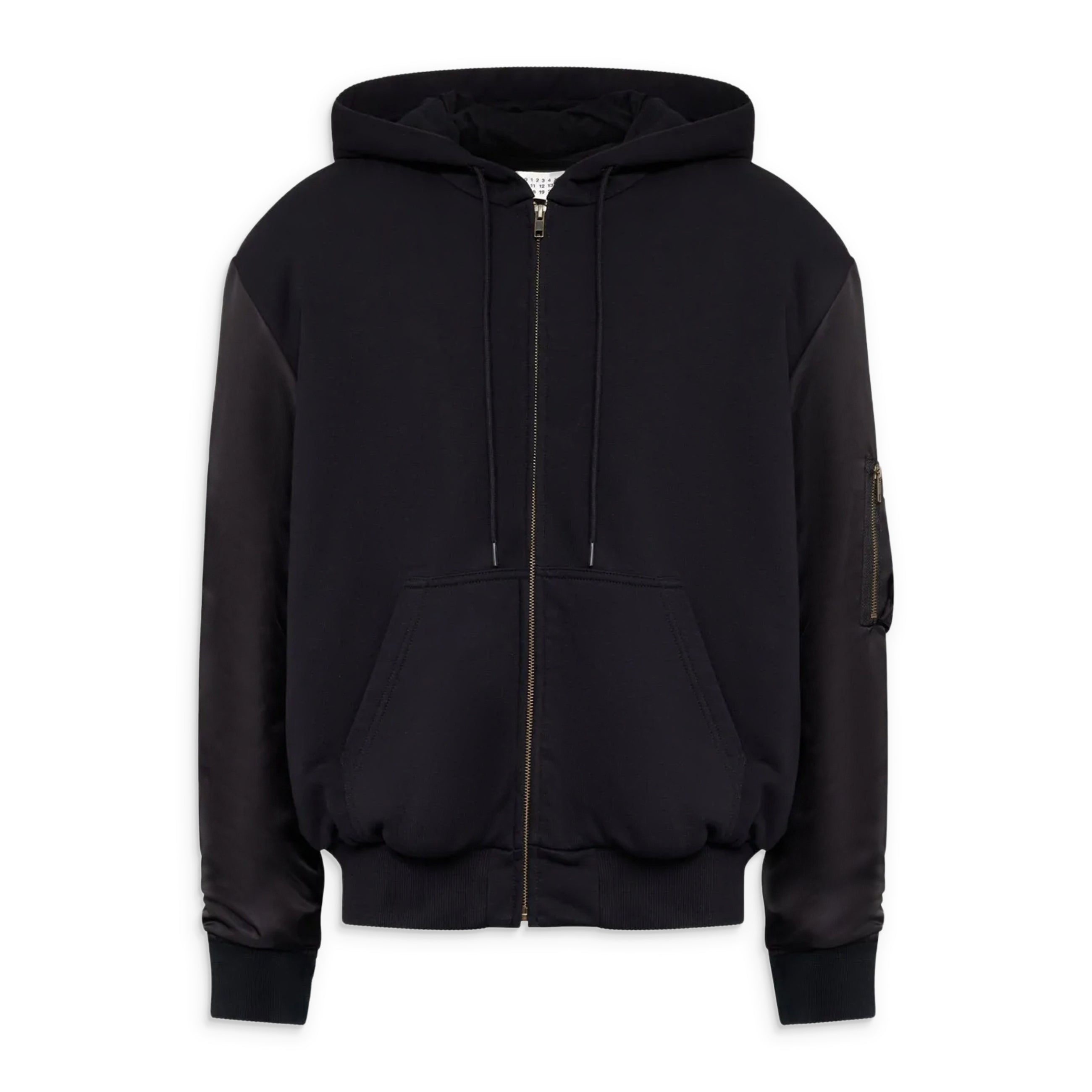 MM6 Maison Margiela Zip Hoodie With Nylon Sleeves Black