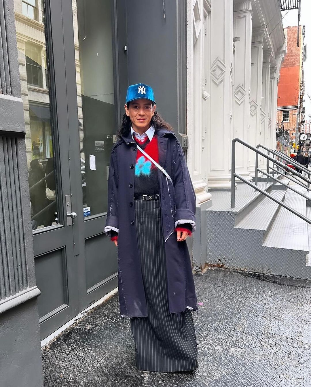 A person wearing incredibly styled clothes from ESSX NYC