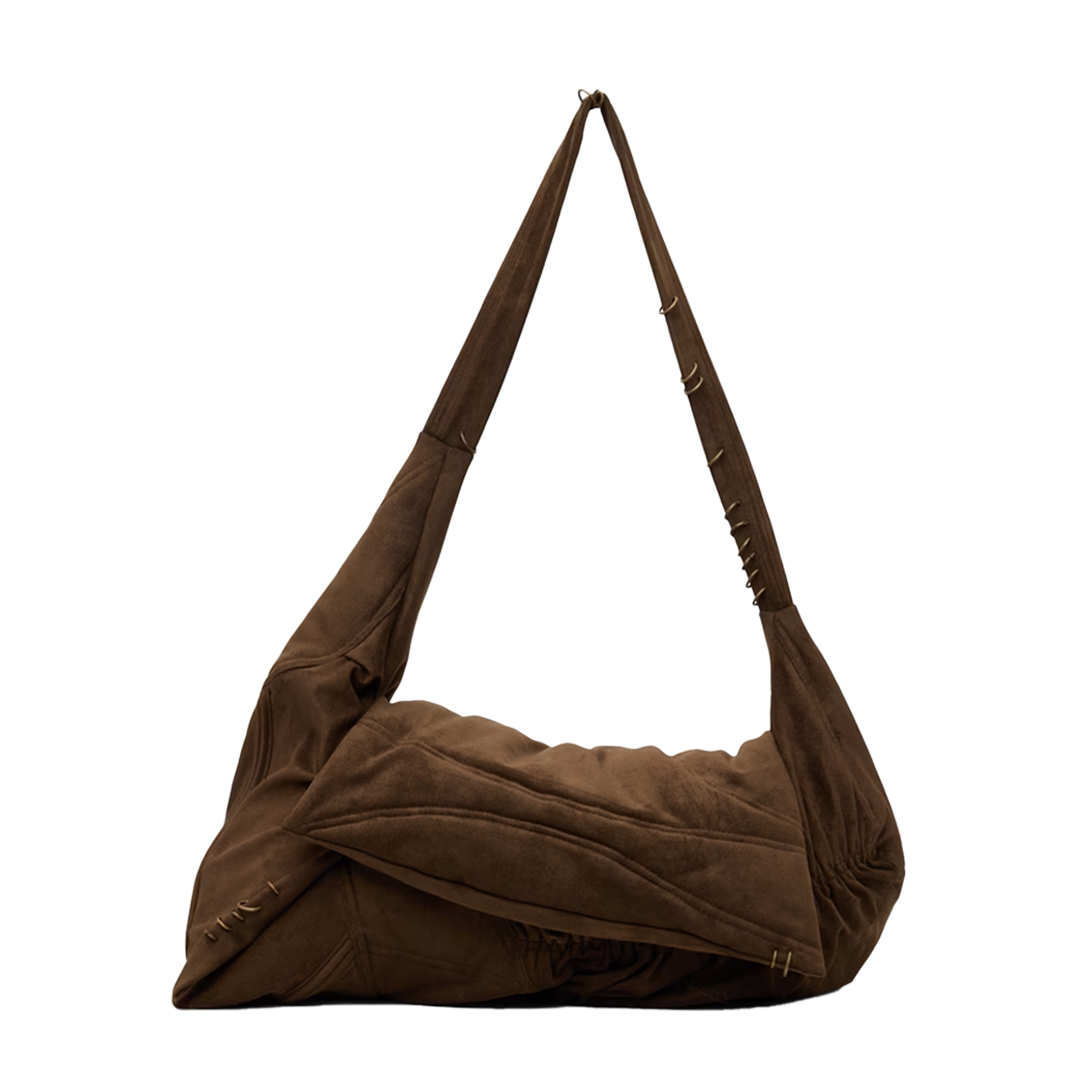 Mainline:Rus/Fr.Ca/De Brown Suede Padded Bag With Metal Rings Detail Bags Brown 5456