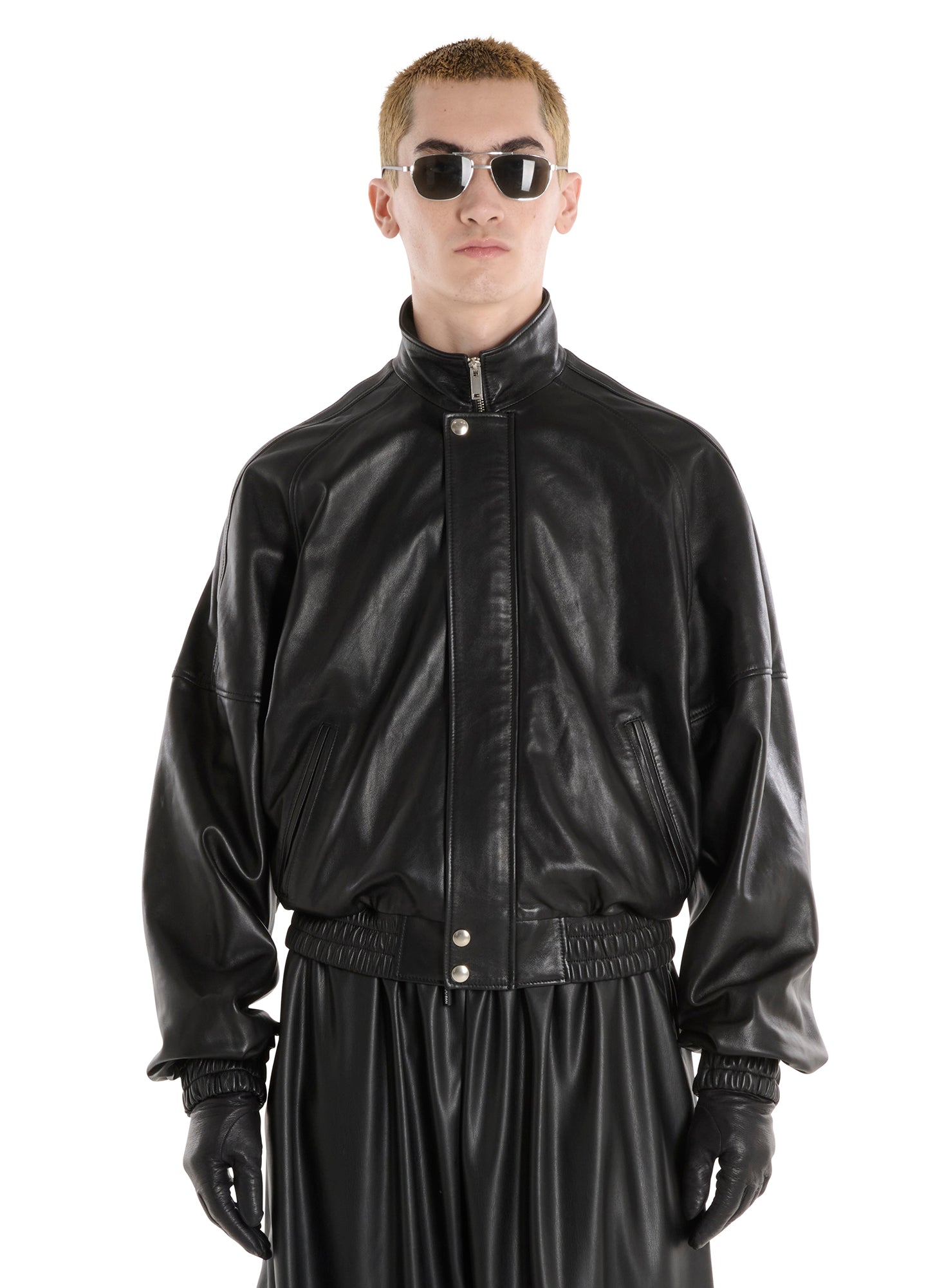 Luu Dan Blouson Leather Jacket Black 12307