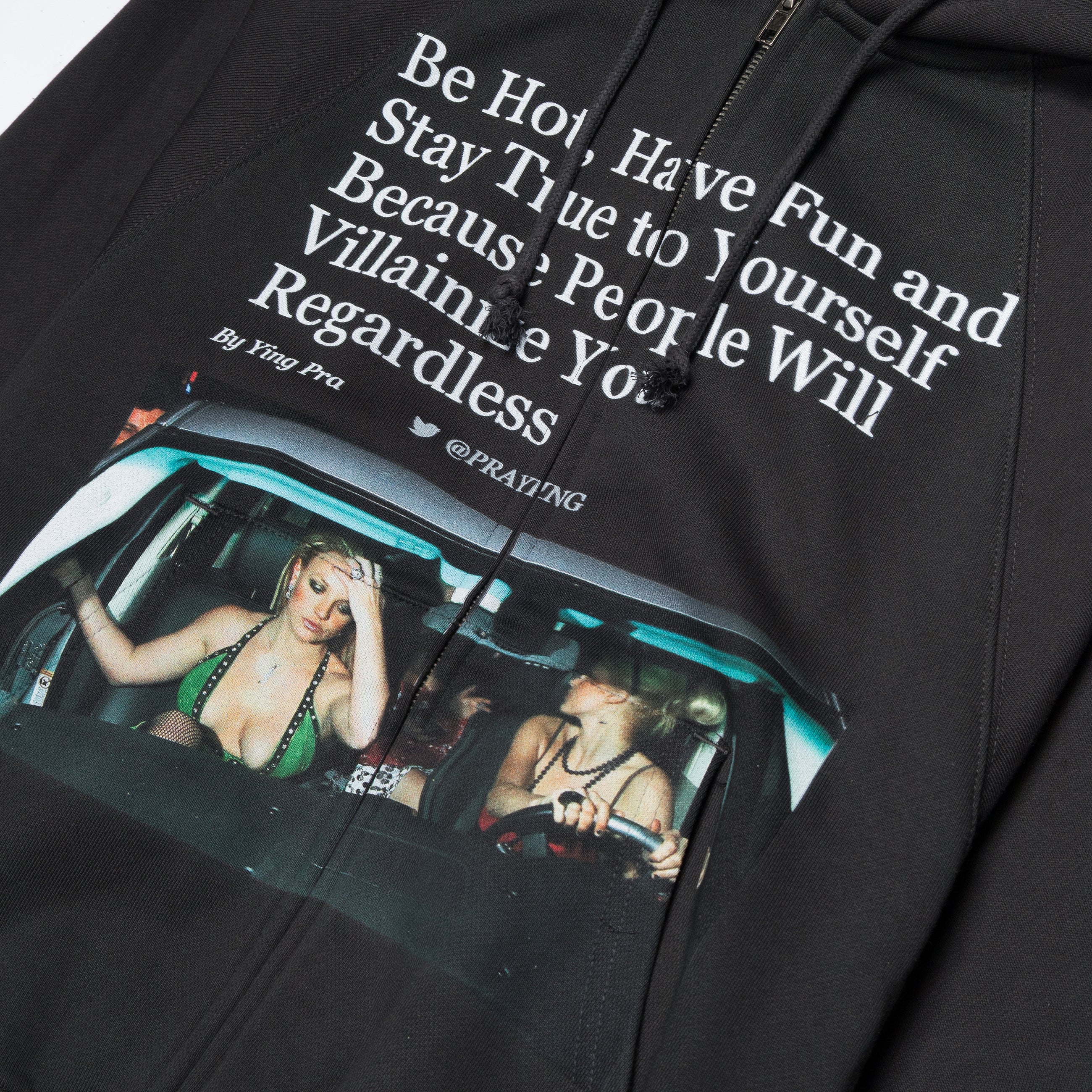 Praying Be Hot Zip Up Hoodie Black