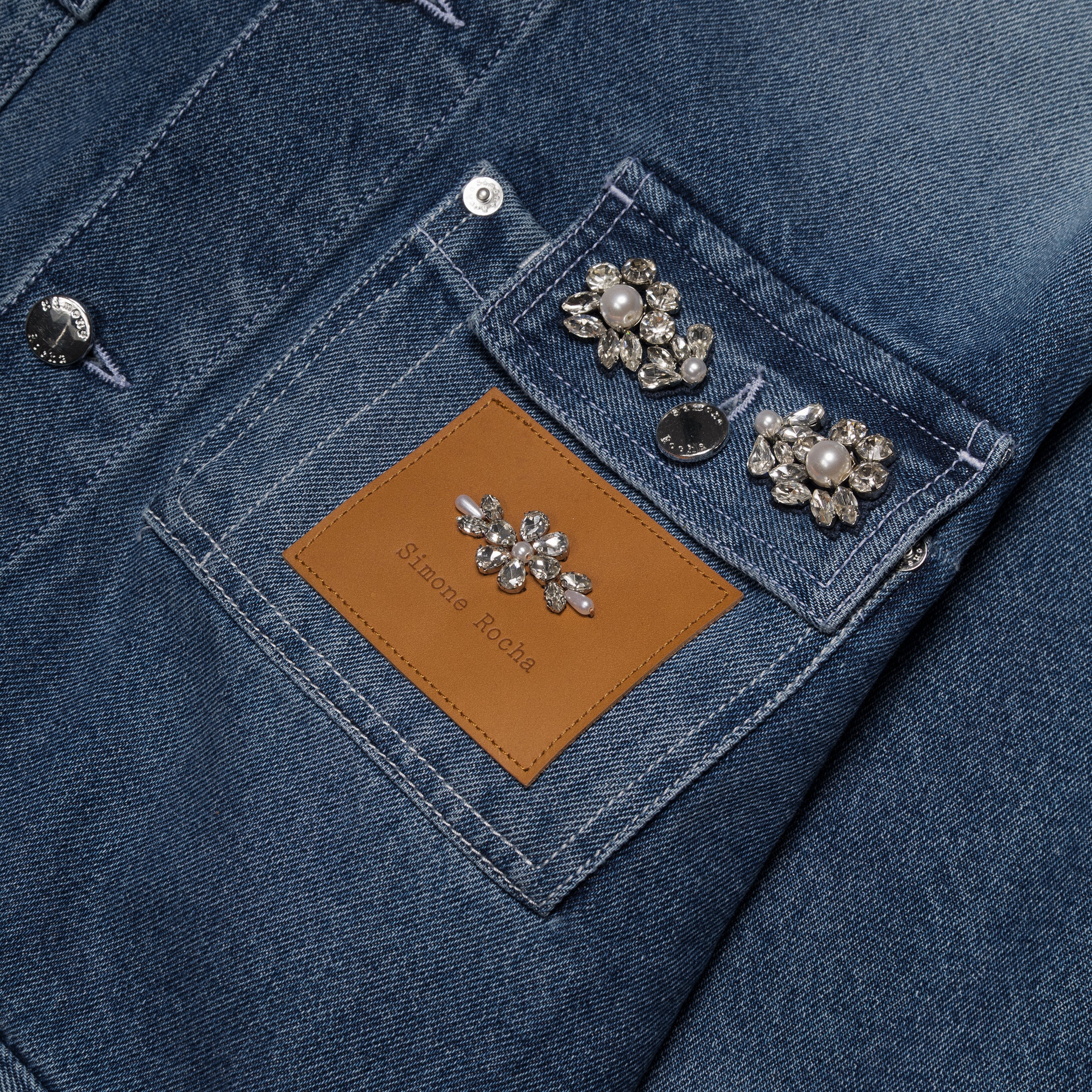 Simone Rocha Multi Pocket Workwear Jacket W/ Emb Blue