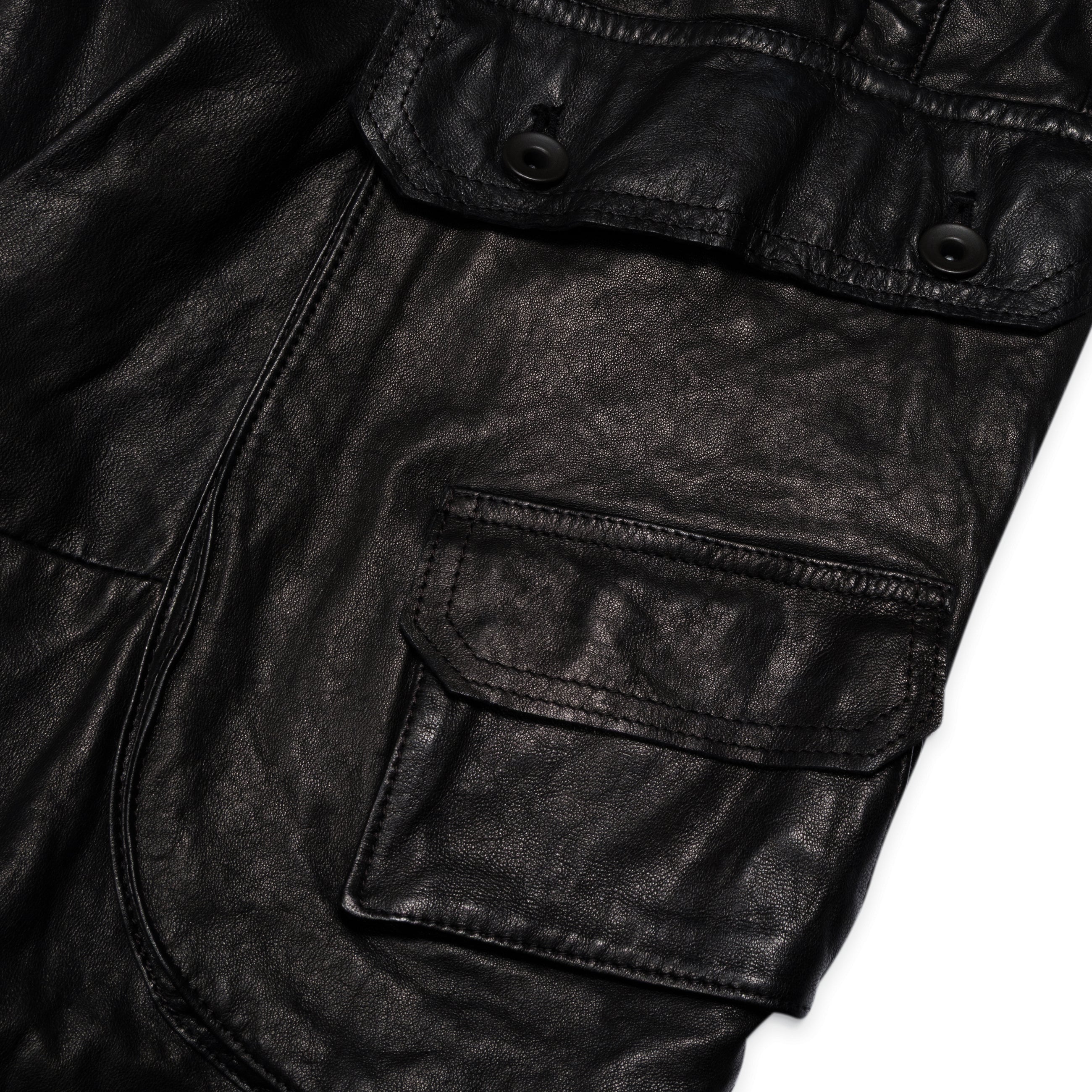 SAN263-1 Cargo Leather Pants Black