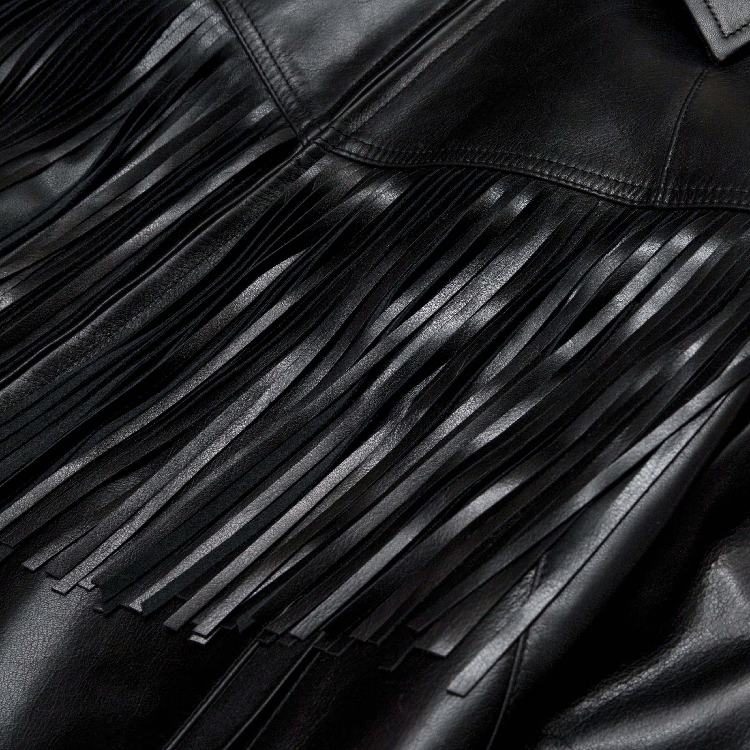 Alexander McQueen Fringed Leather Jacket Black