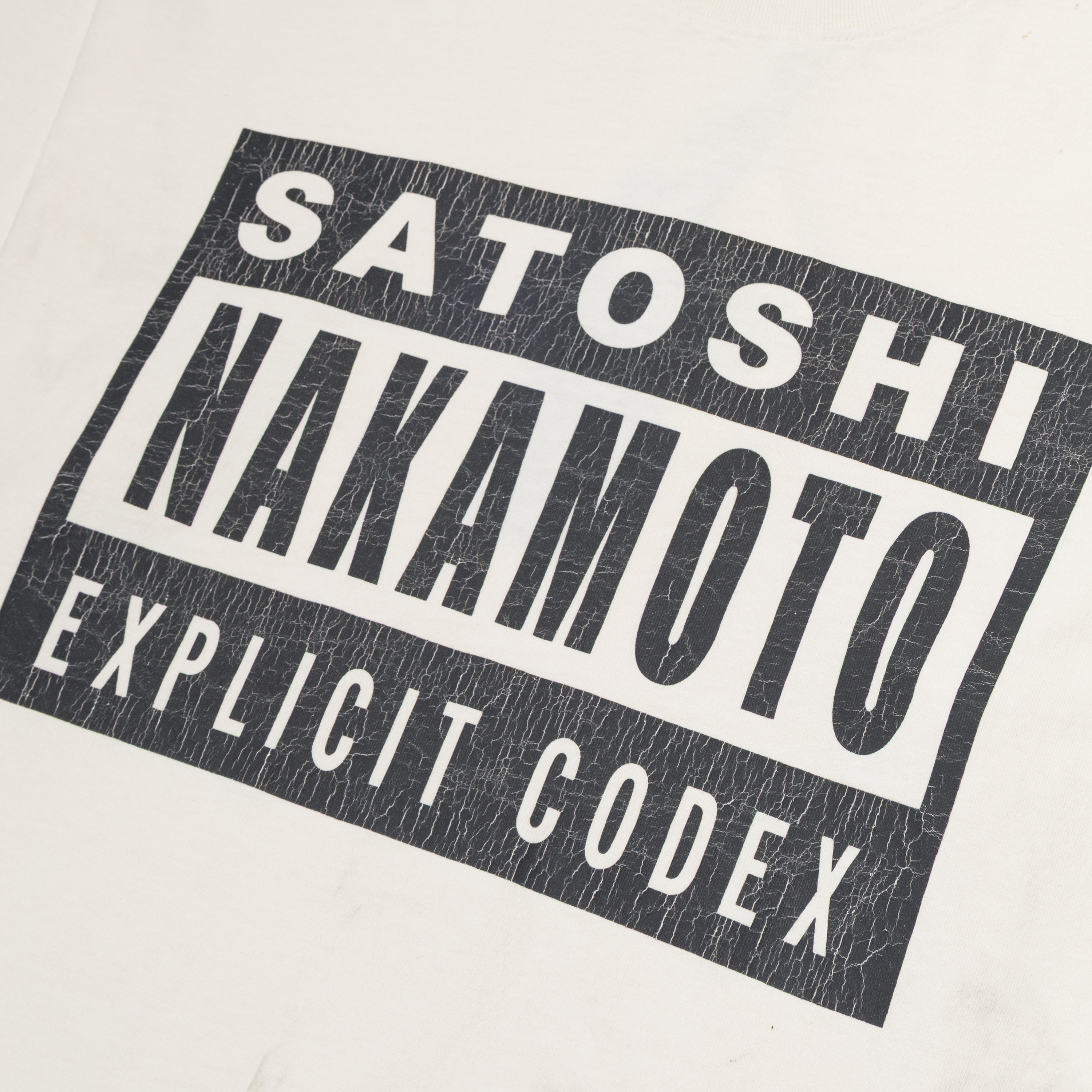 Satoshi Nakamoto Explicit Codex Tee White – ESSXNYC