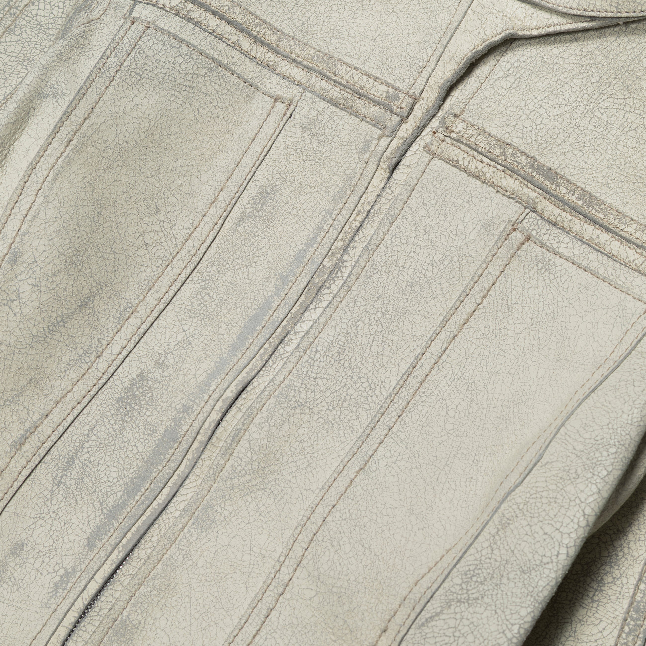 Diesel Treated Leather Cropped Jacket White