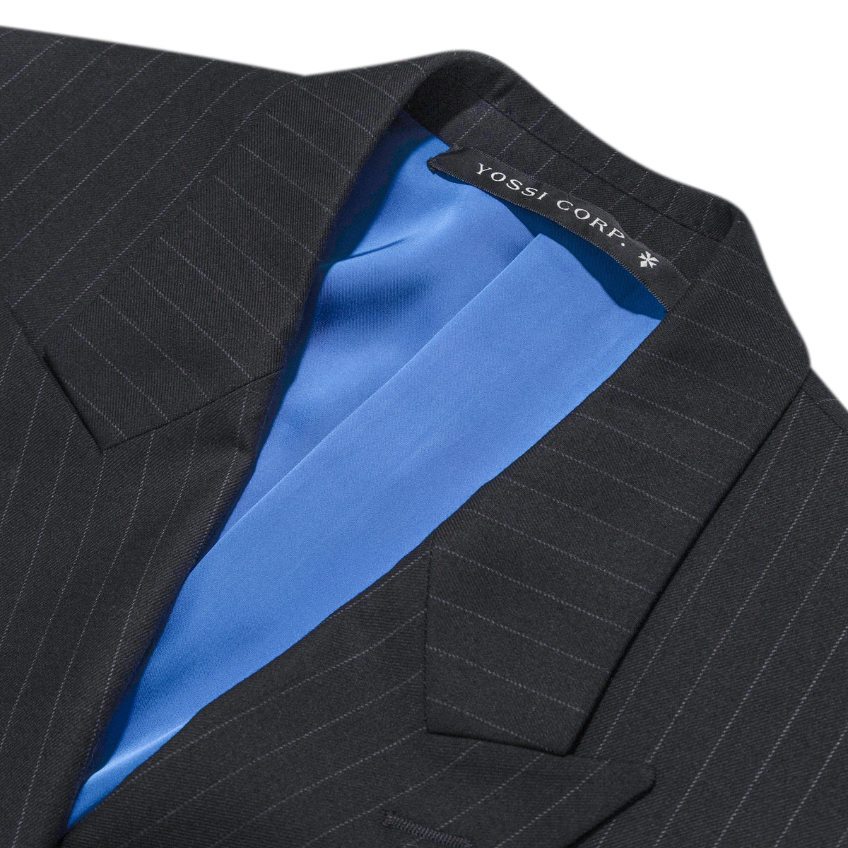 YOSSI CORP Pinstripe Double Breasted Blazer Black