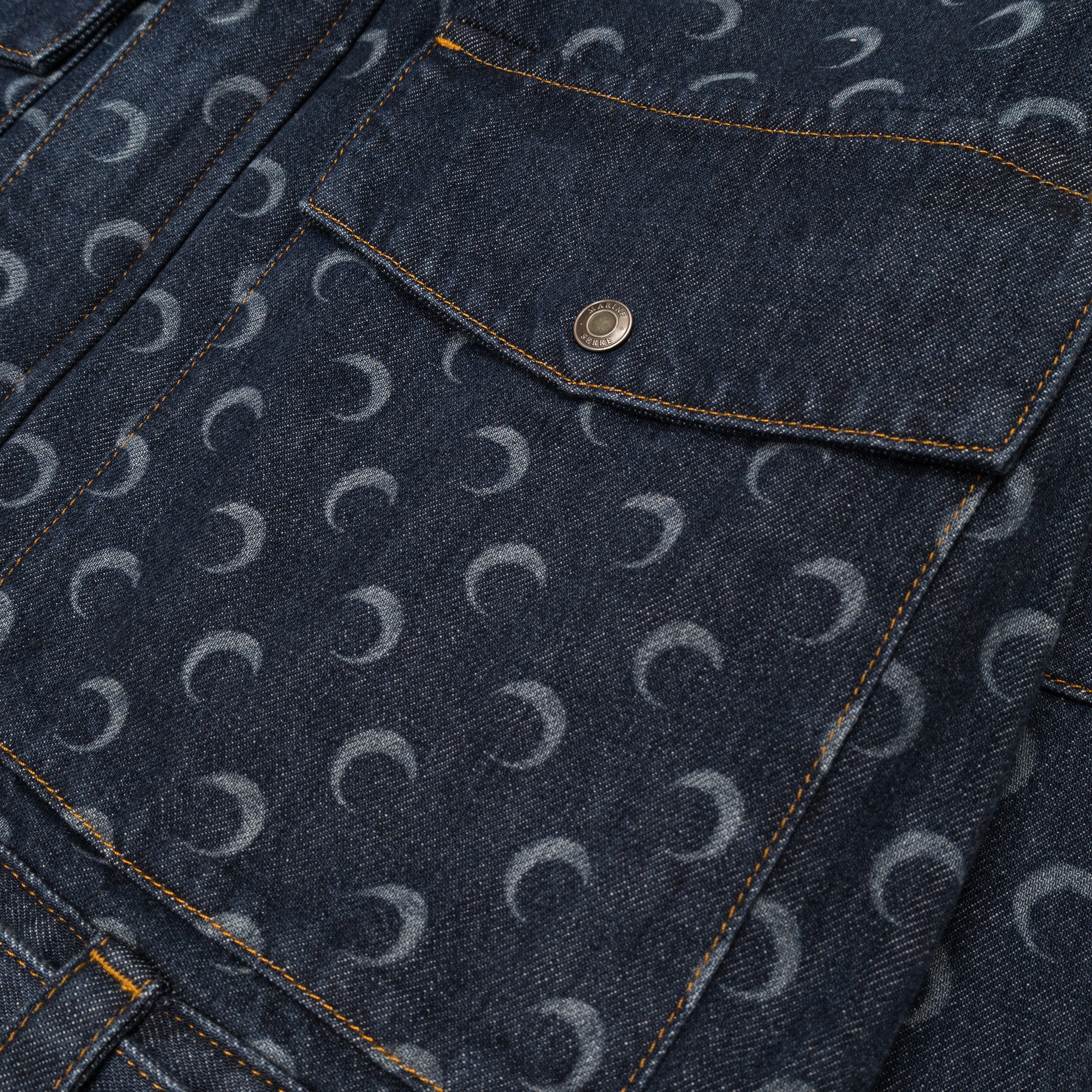 Marine Serre Midnight Blue Denim Trucker Jacket Blue