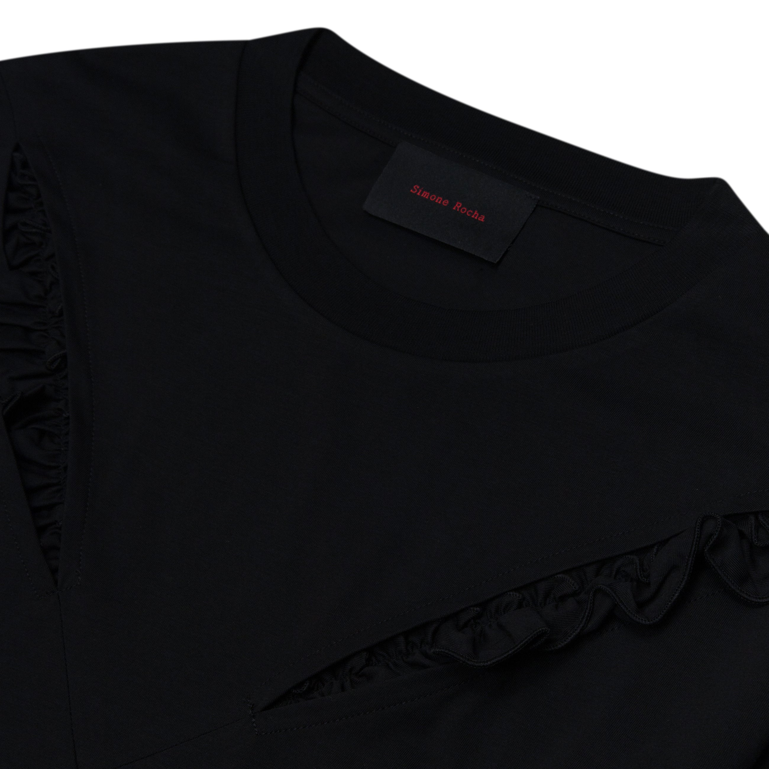 Simone Rocha Ruffle Slash Layered Long Sleeve T-Shirt Green