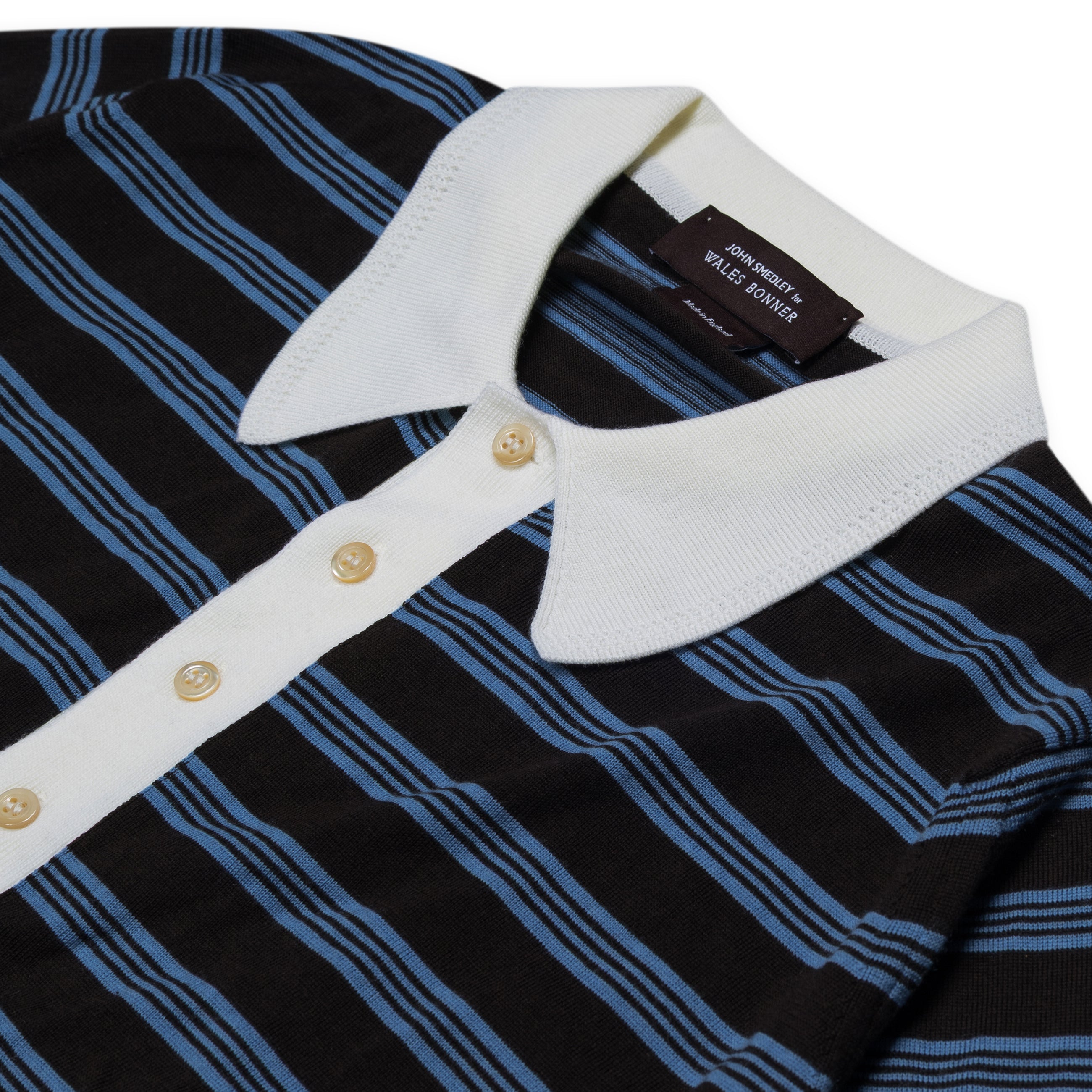 Wales Bonner Brown / Blue John Smedley Breeze Polo
