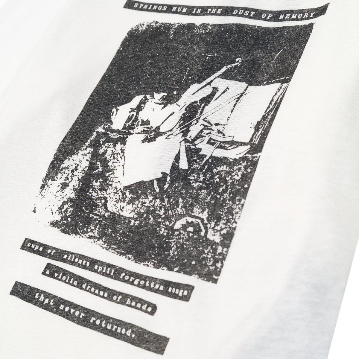 Ann Demeulemeester Dot Wrinkled Cropped Long Sleeves Top With "Dust Of Memory" Print White
