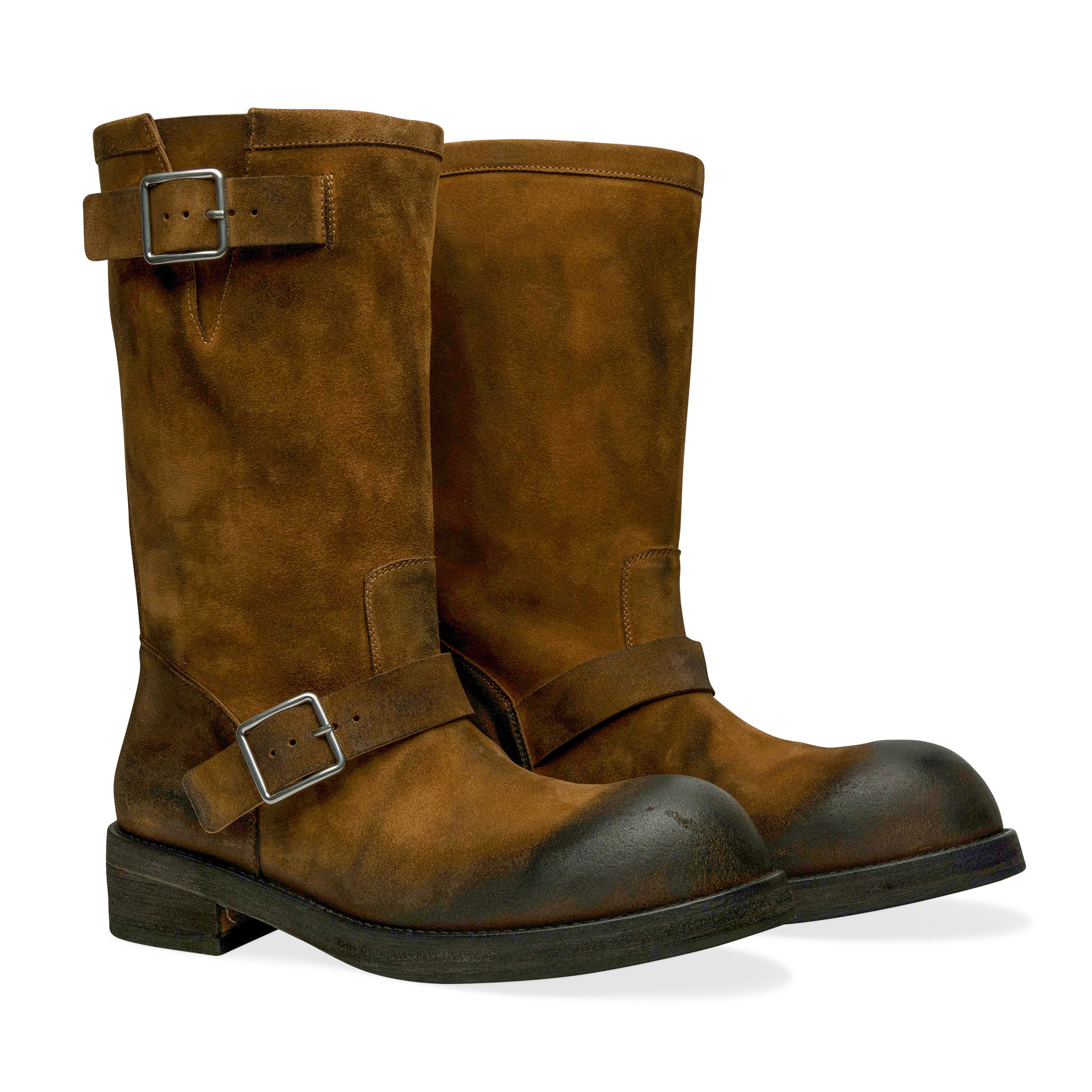 Ann Demeulemeester Sarith Engineer Biker Boots With Buckles Brown