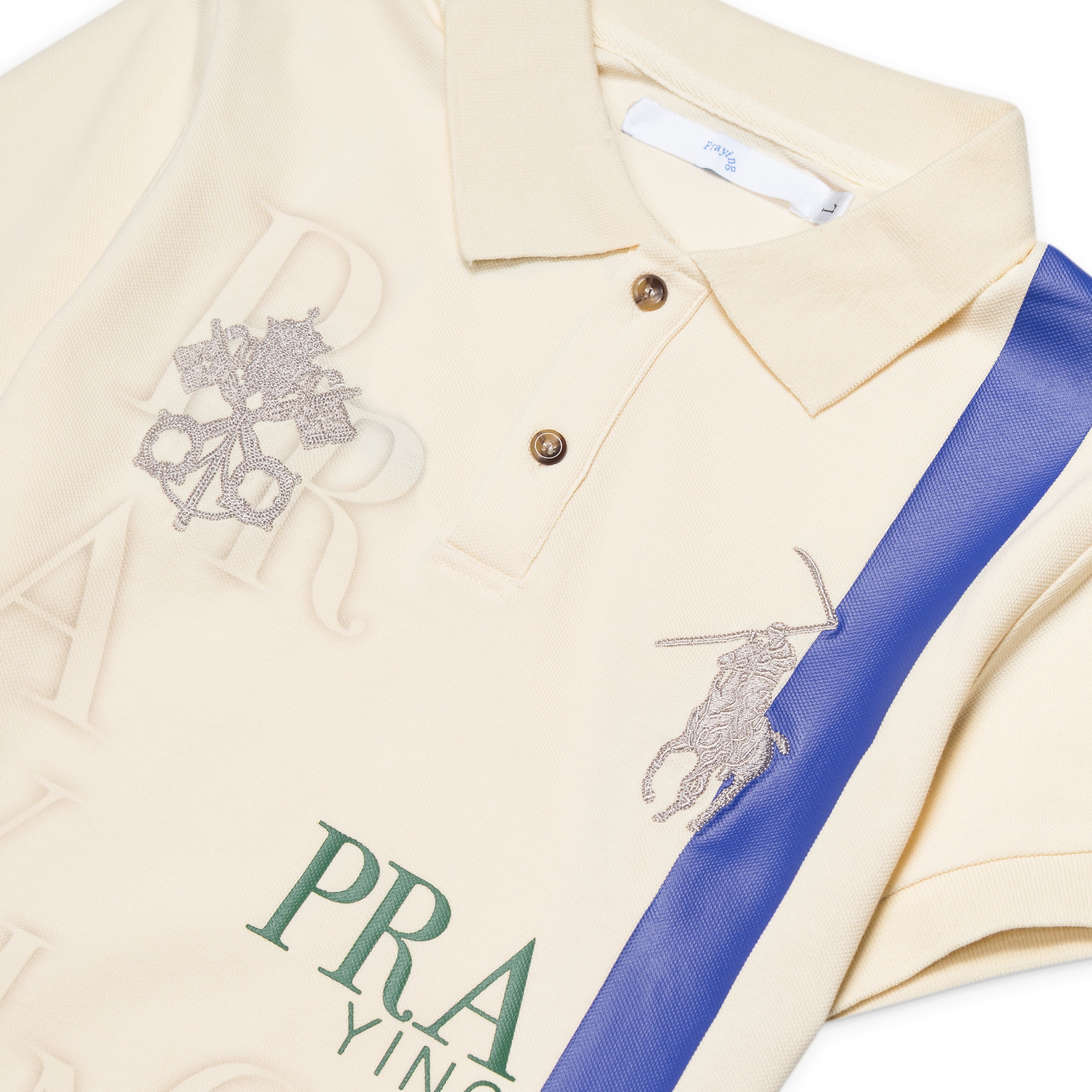 Praying Cigarette Box Womens Polo White