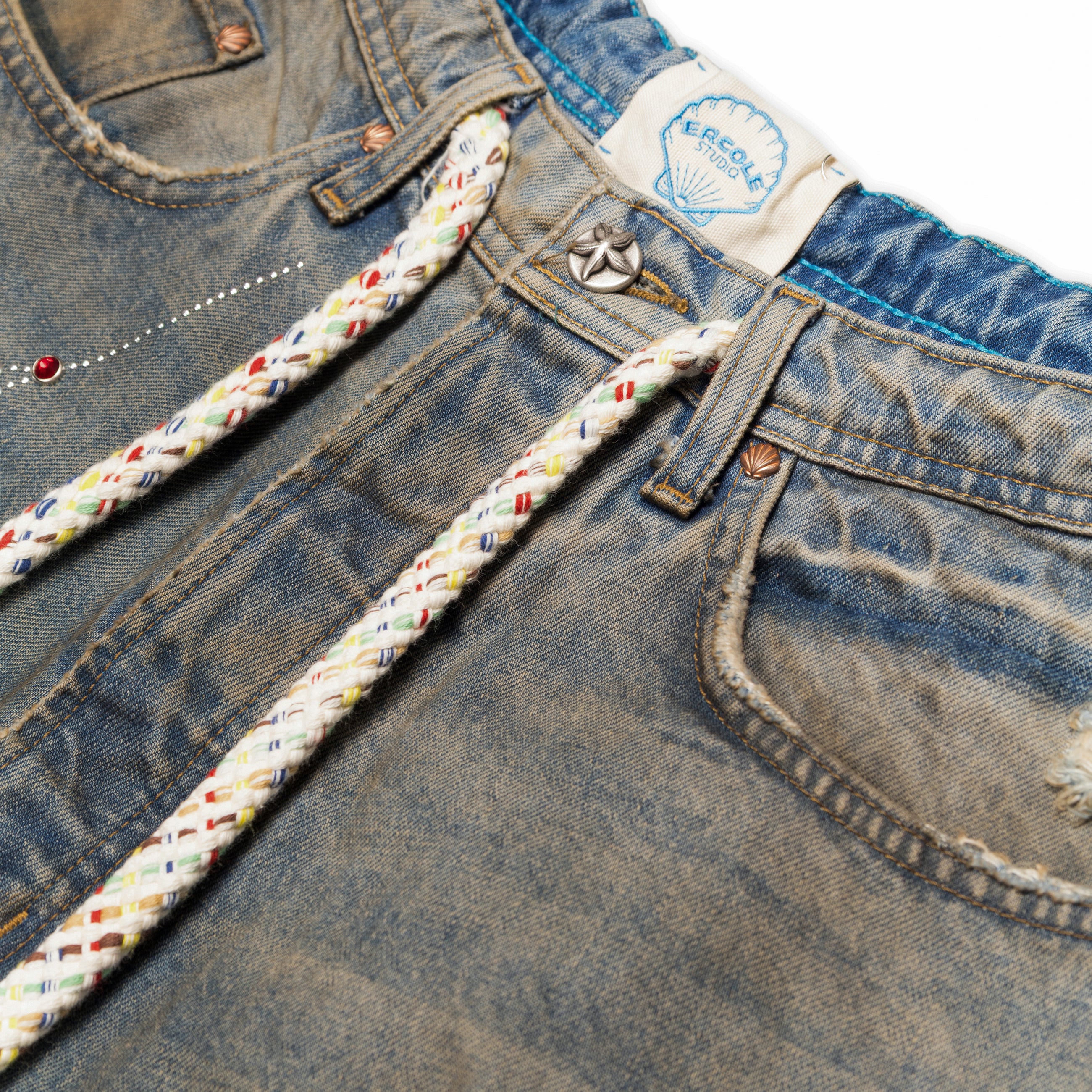 Ercole Studio Victorian Chain Denim Shorts Blue