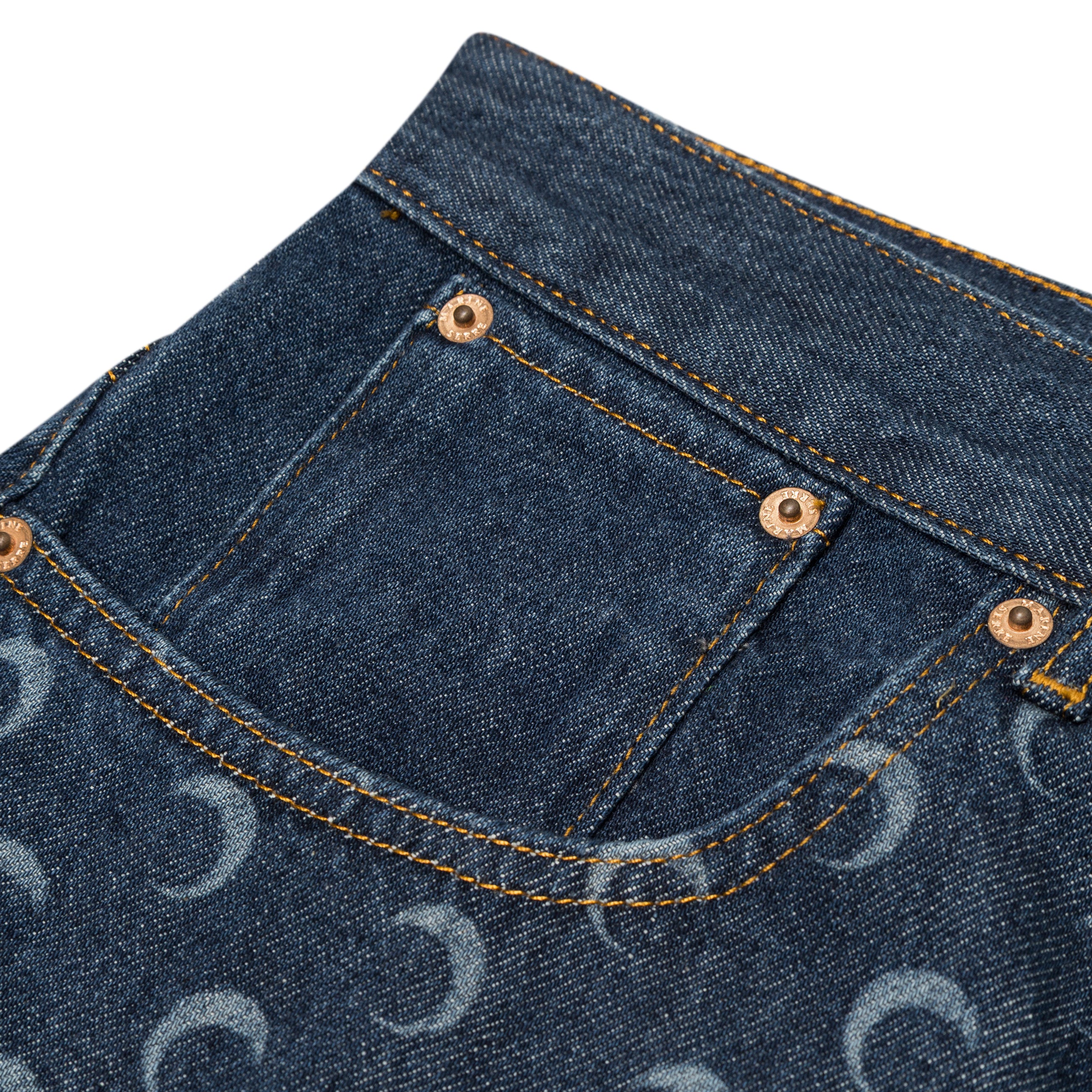 Marine Serre Midnight Blue Denim Straight Jeans Blue