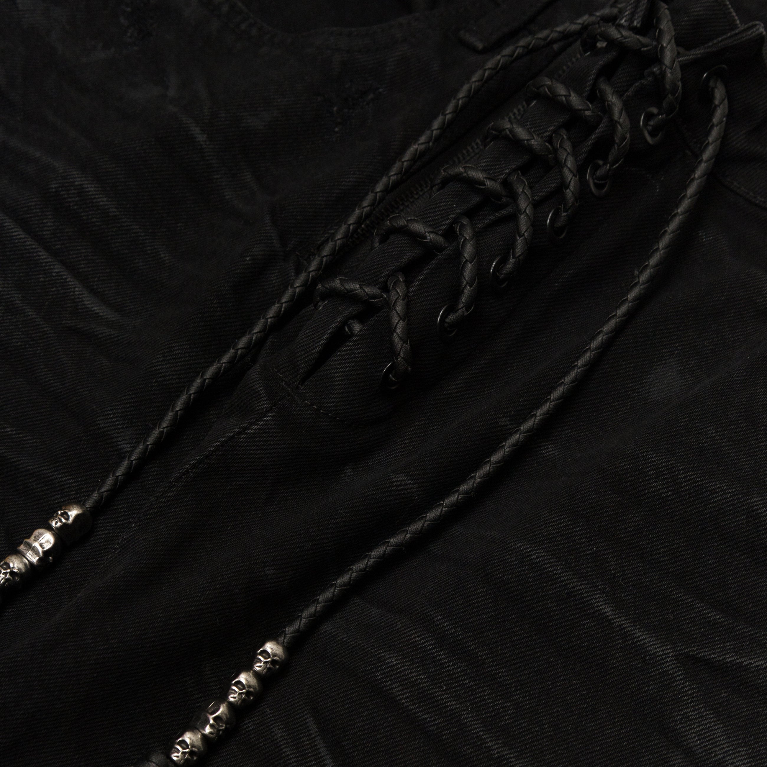 Troubled Waters Lace Up Jeans Black