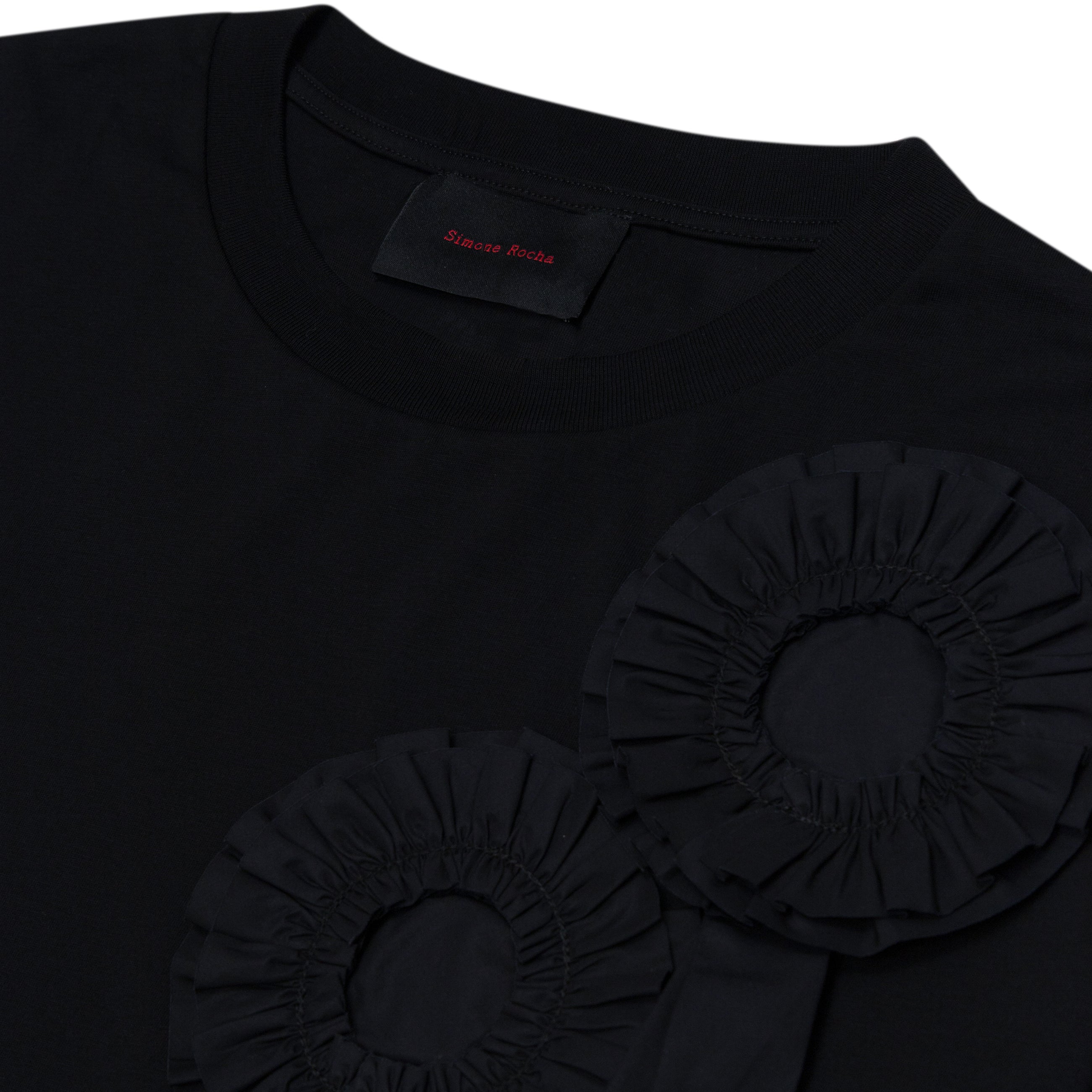 Simone Rocha Ruffle Rosette Boxy T-Shirt Black