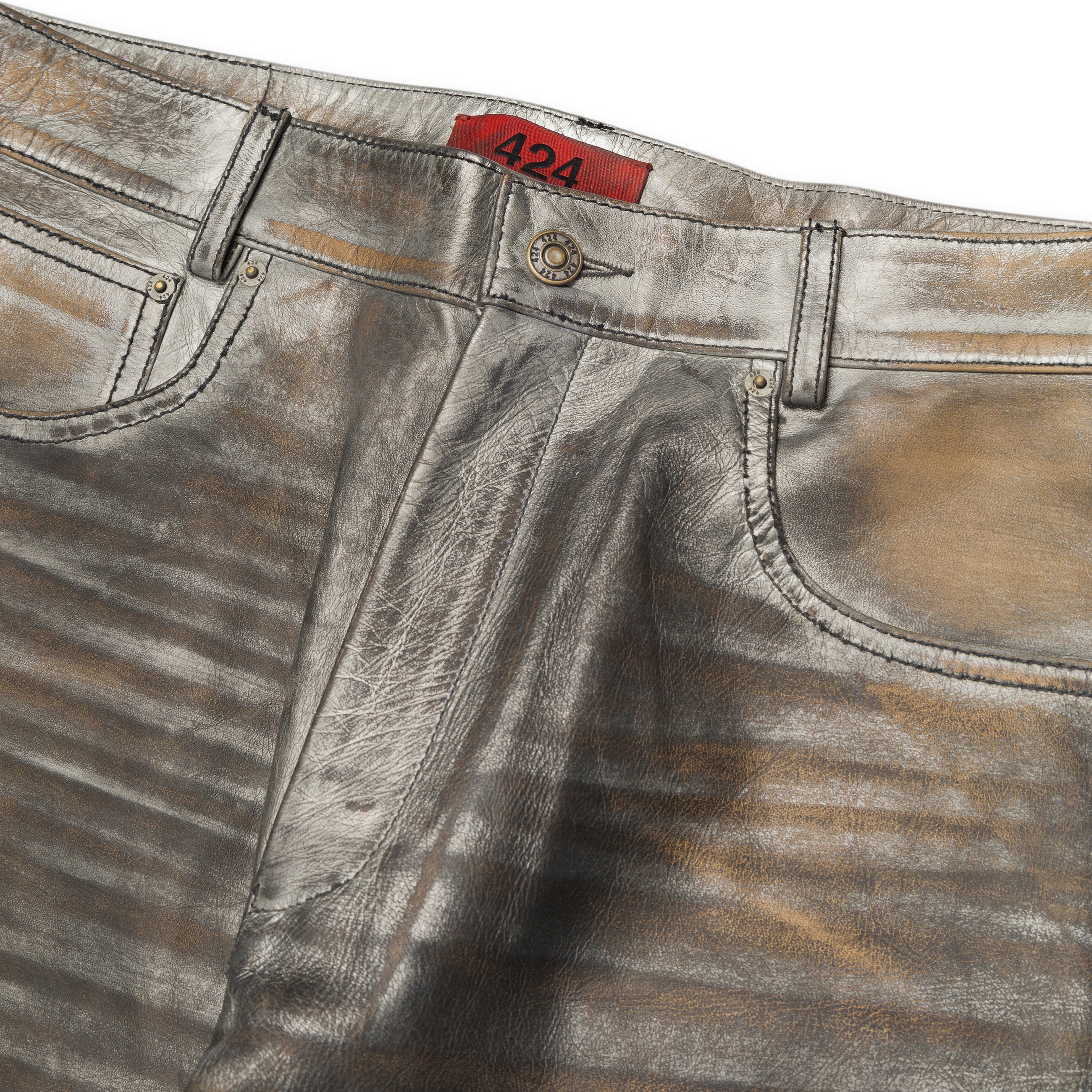 424 Leather Fivepocket Pants Silver