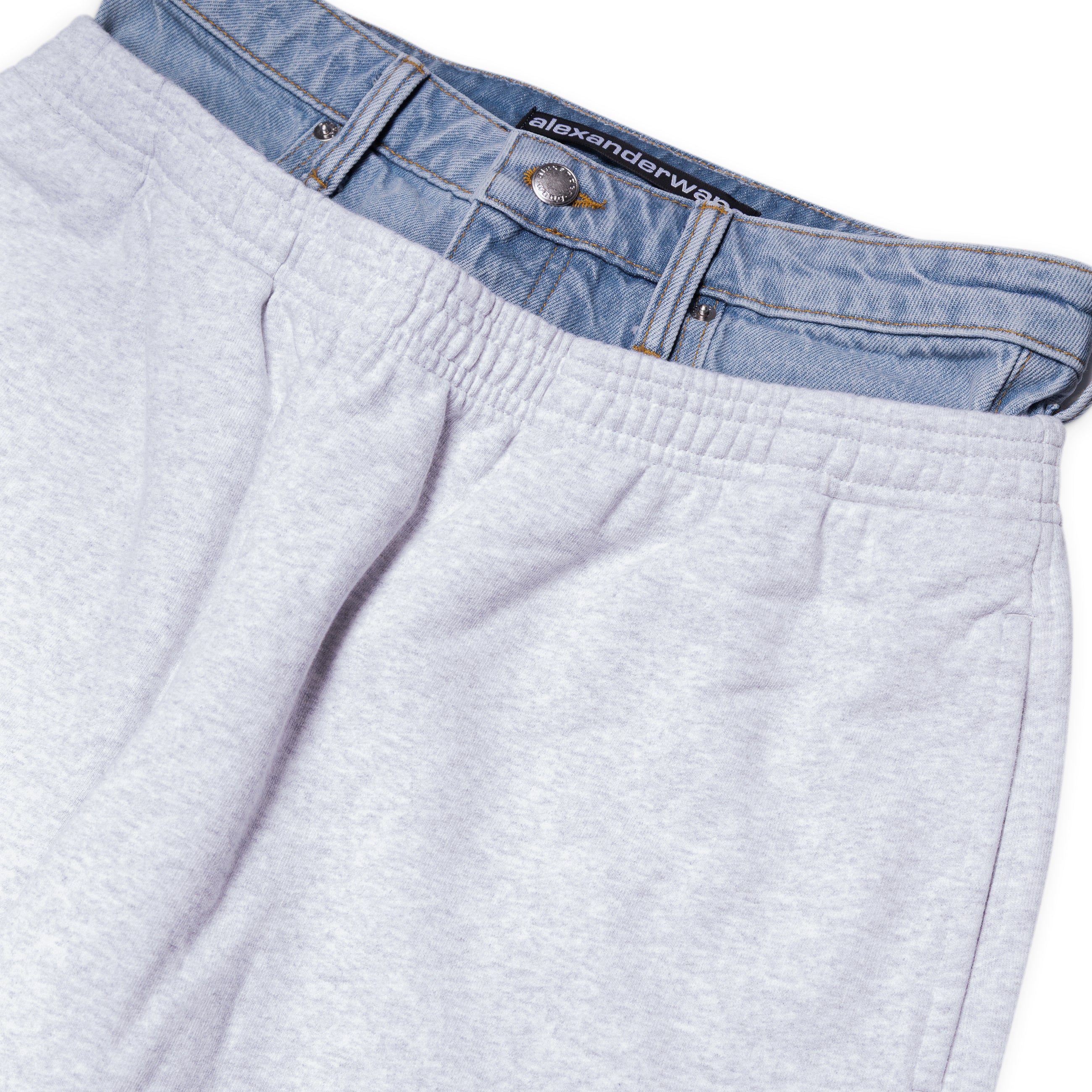 Alexander Wang Slashed Sweatpant W/ Denim Waistband Gray