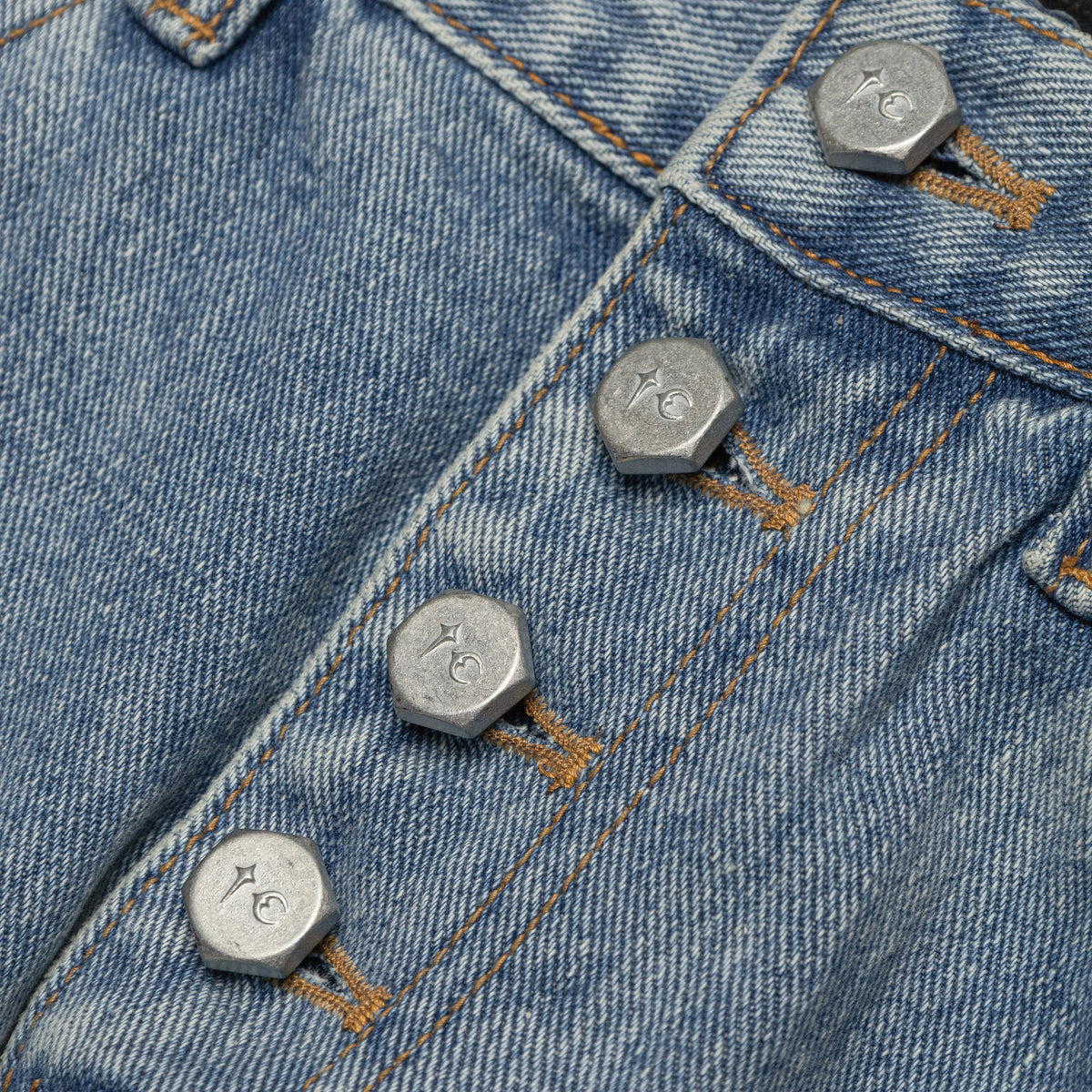 Thug Club Iron Steel Focus Leather Denim Pants Blue