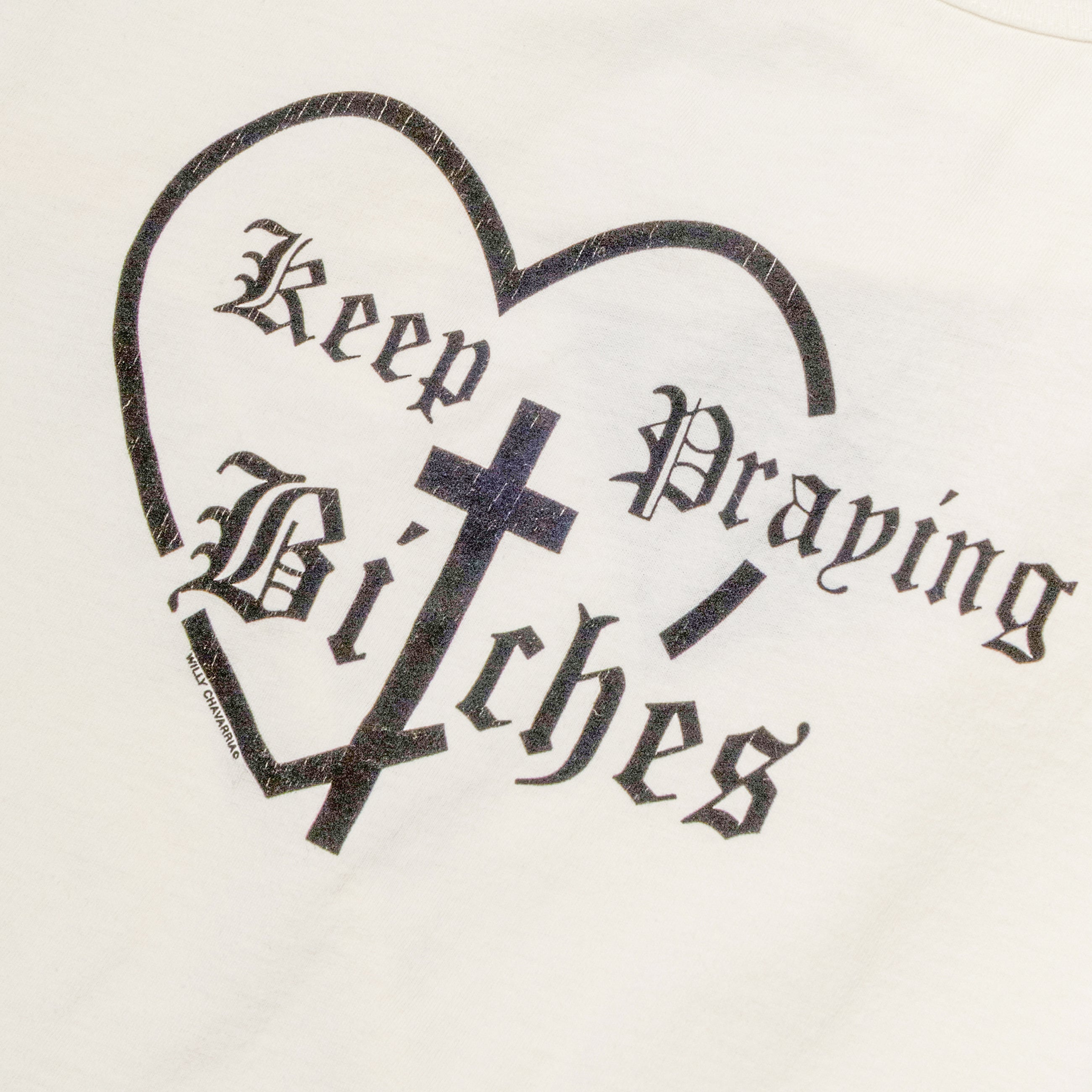 Willy Chavarria Keep Praying Bitches - Cholita Tank White