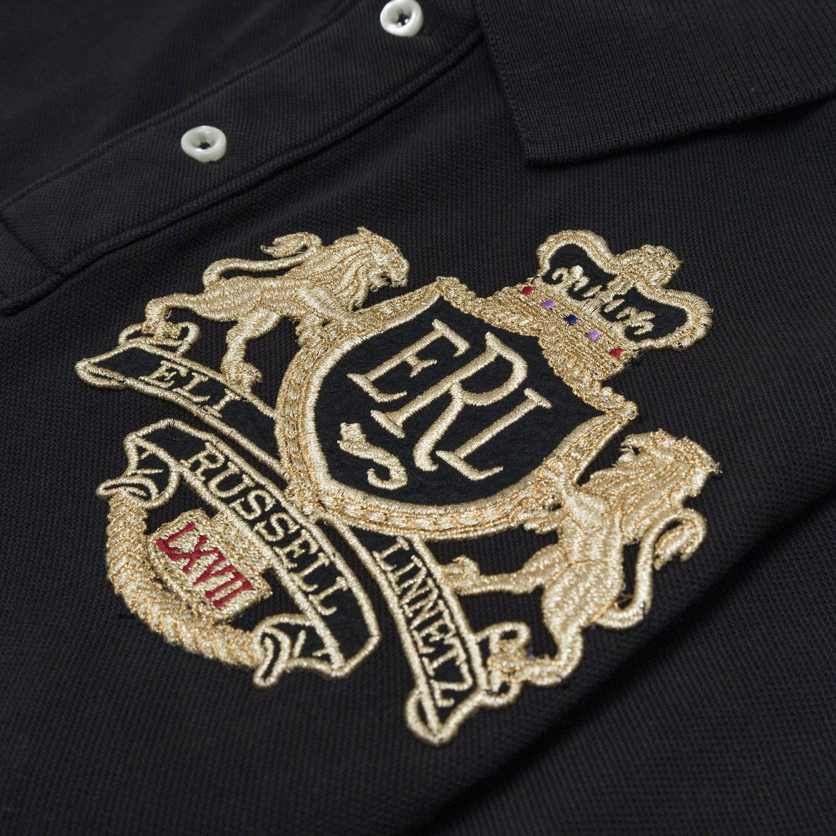 ERL Unisex Crest Polo Tee Knit Black