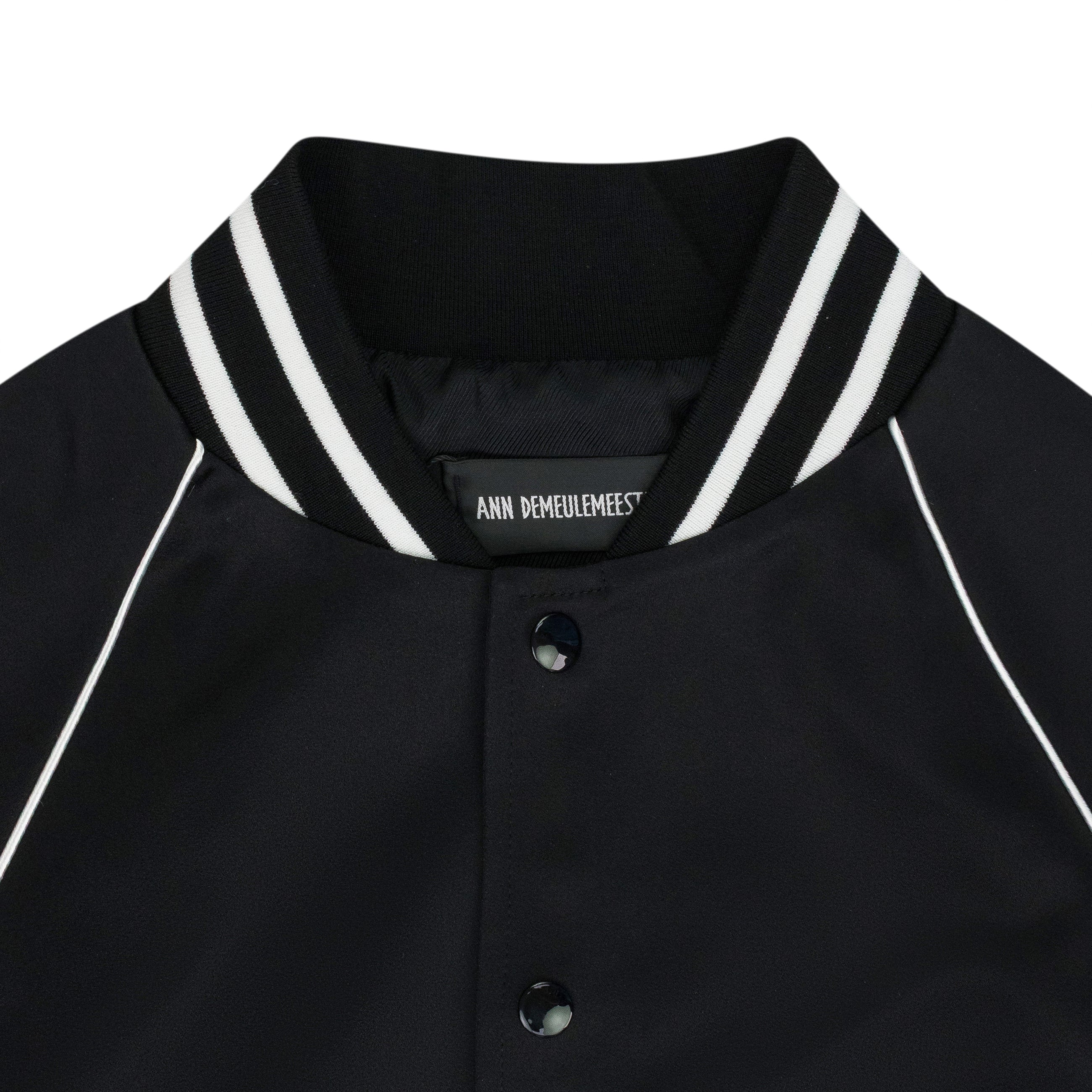 Ann Demeulemeester Esko Slim Fit Raglan Bomber With "Dreams" Embroidery On Back Black