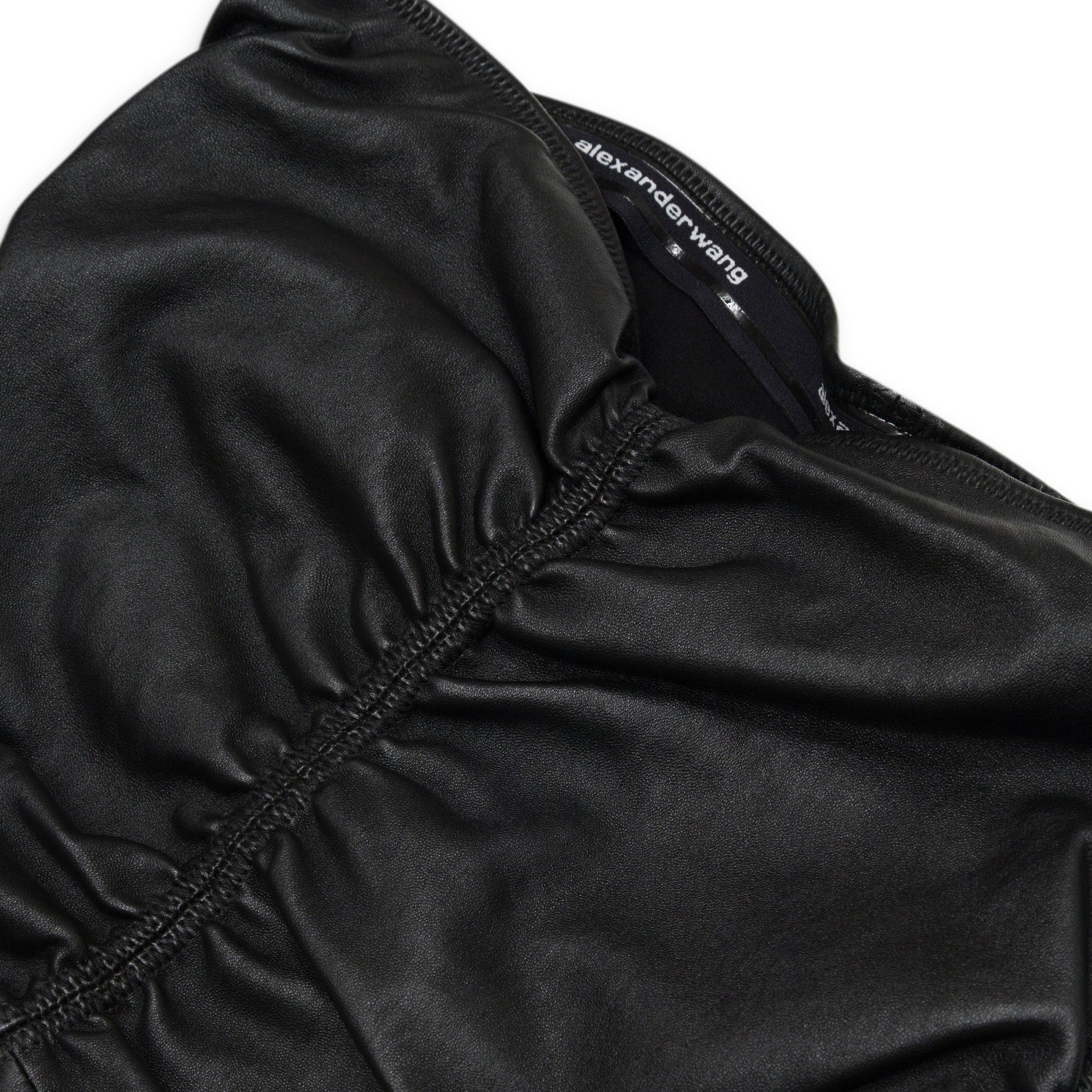 Alexander Wang Ruched Mini Leather Tube Dress Black