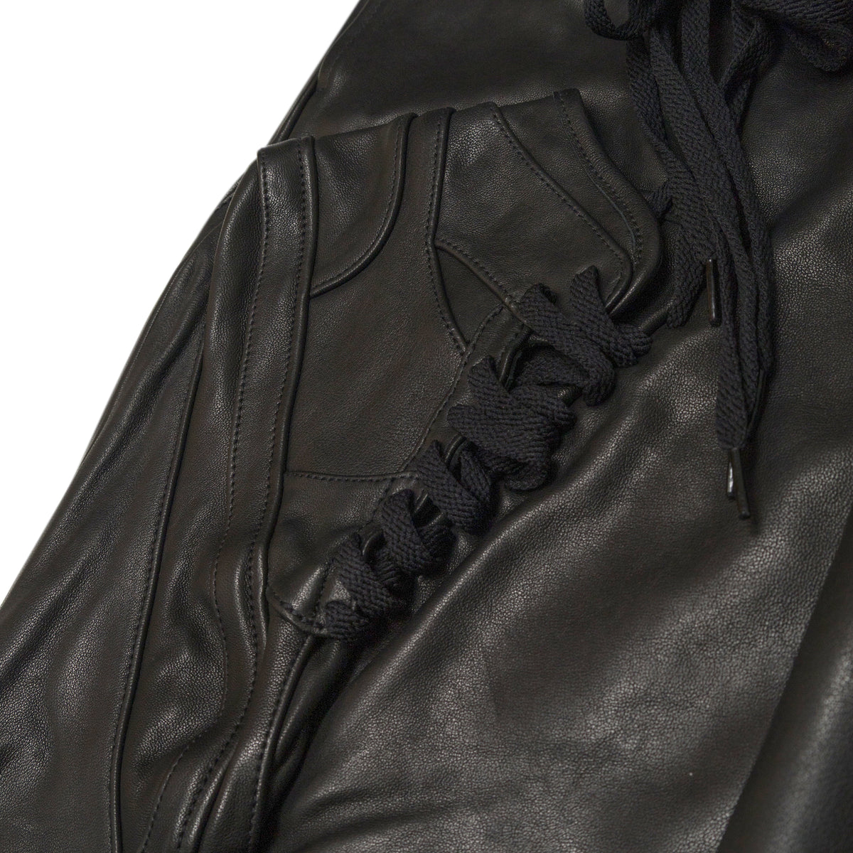 Doublet Basketball Shoe Pocket Leather Pants Black