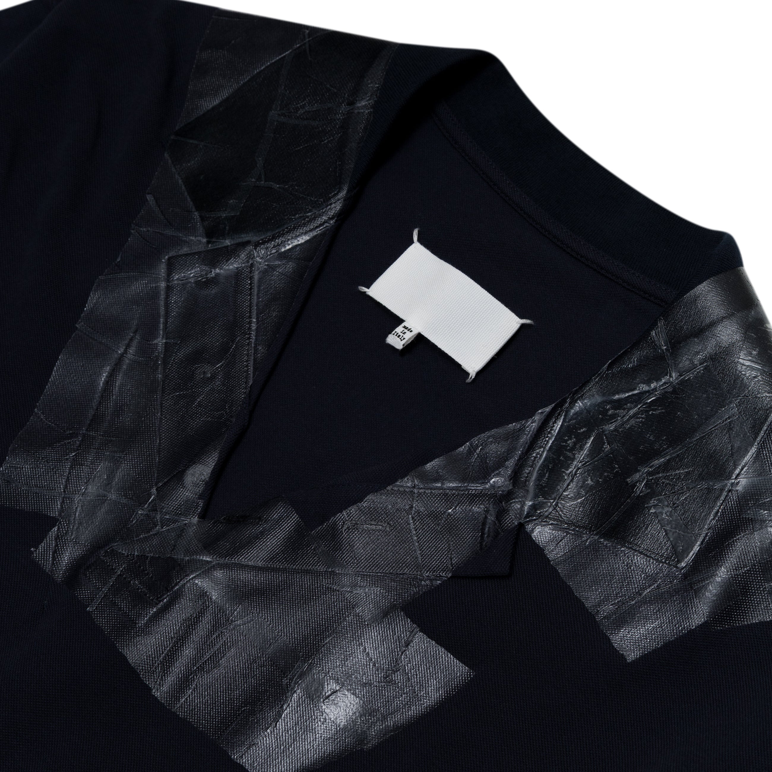 Maison Margiela Pique Polo With Tape Details Blue