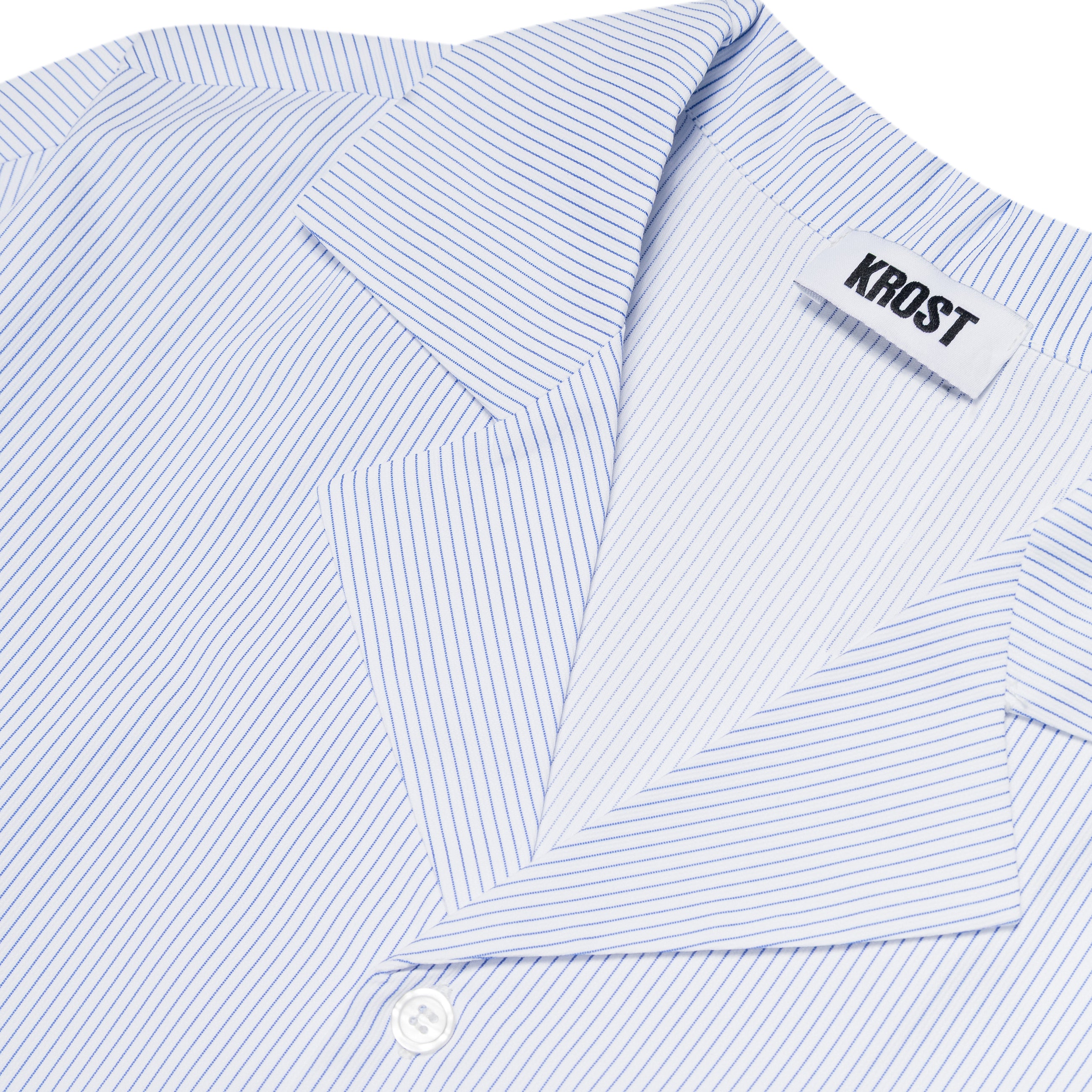 Krost Cotton Stripe Bowling Shirt Blue