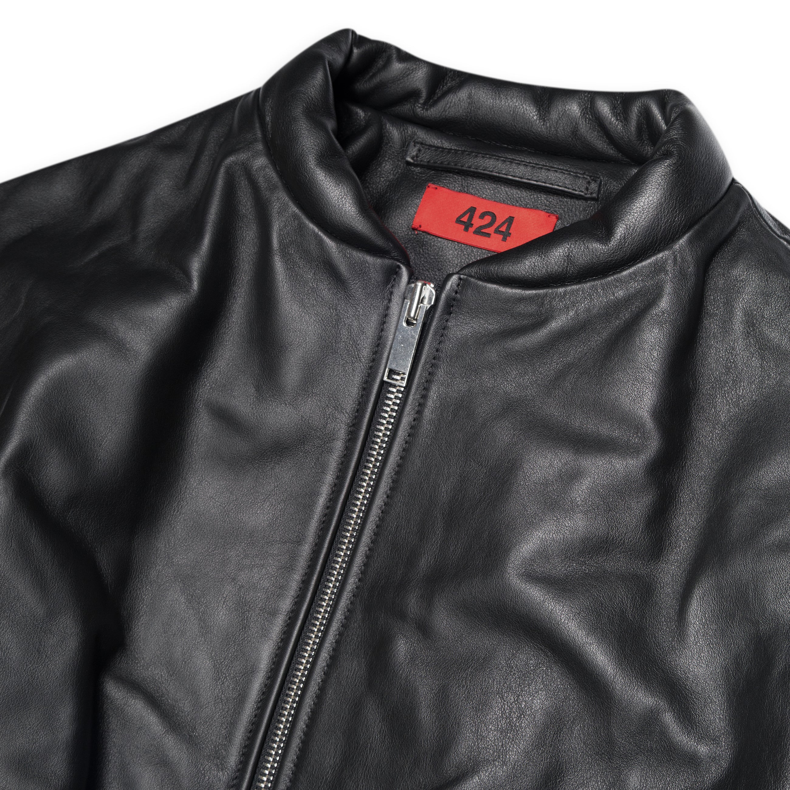 424 New 424 Leather Bomber Black