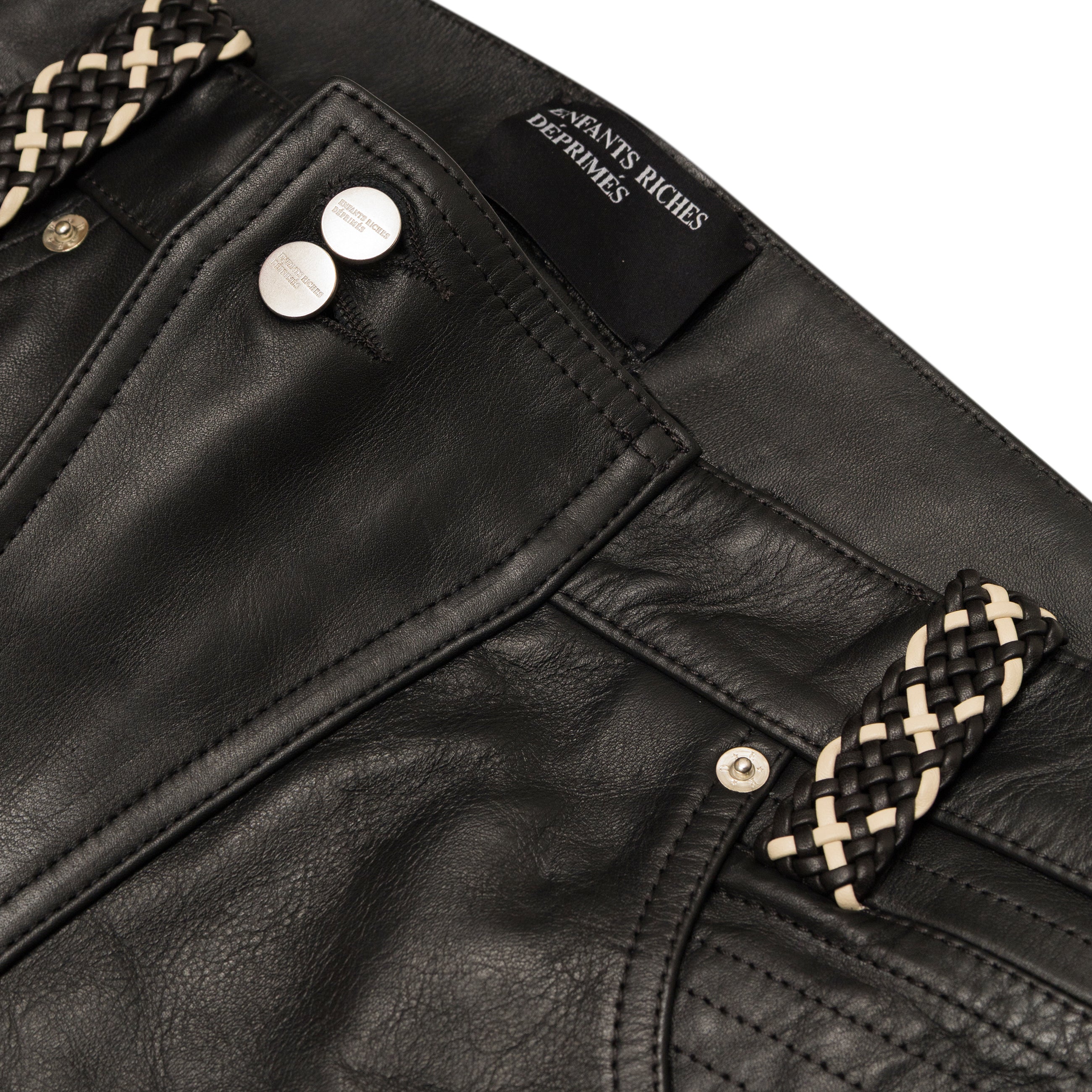 Enfants Riches Deprimes Moto Fly Straight Leg Leather Jeans Black